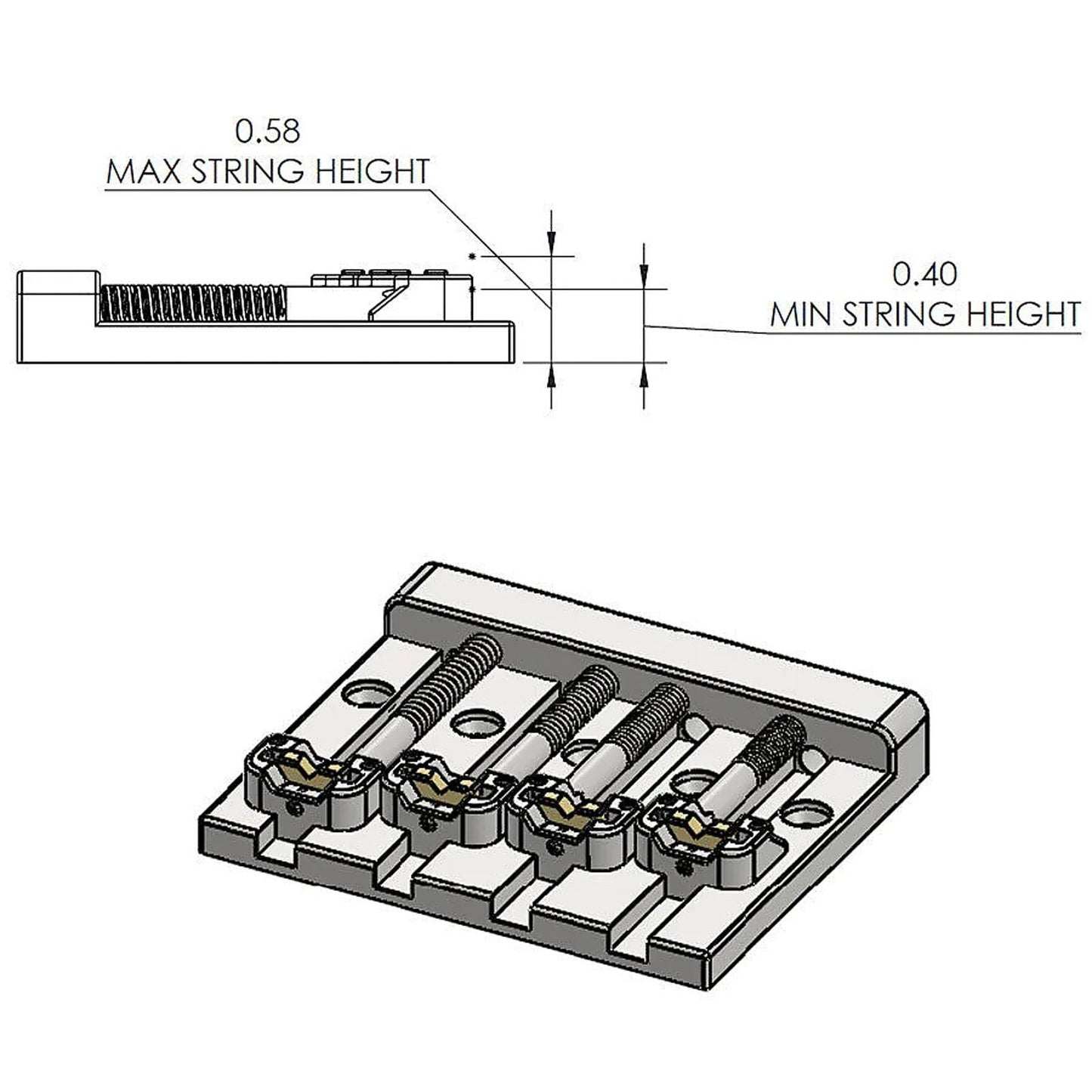 NEW Hipshot 5K400B KickAss Bass Bridge 4-String Retrofits Badass Bass - BLACK