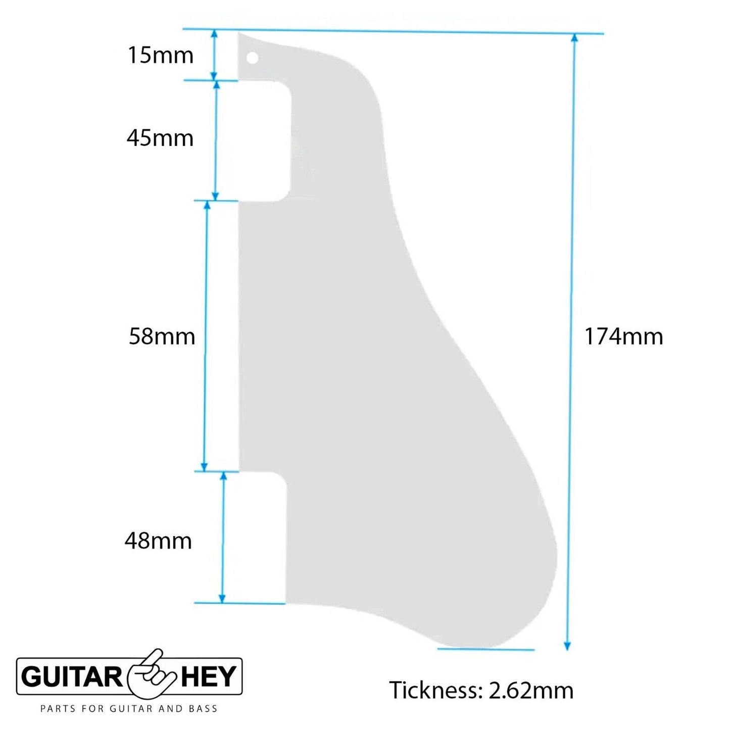 NEW Pickguard for Gibson ES-335 Style Guitar, SHORT - 3-ply - BLACK