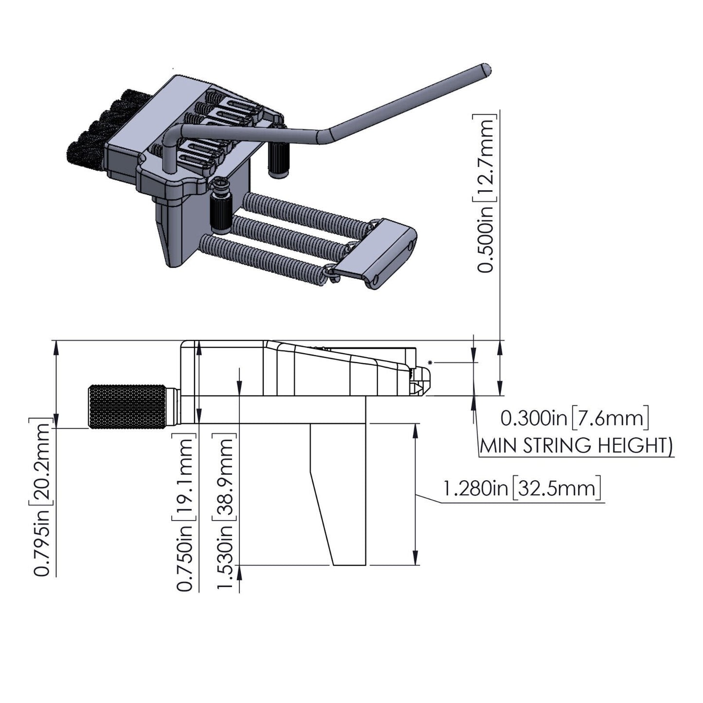 NEW Hipshot 6-String Guitar Headless Tremolo Bridge Right Handed - BLACK