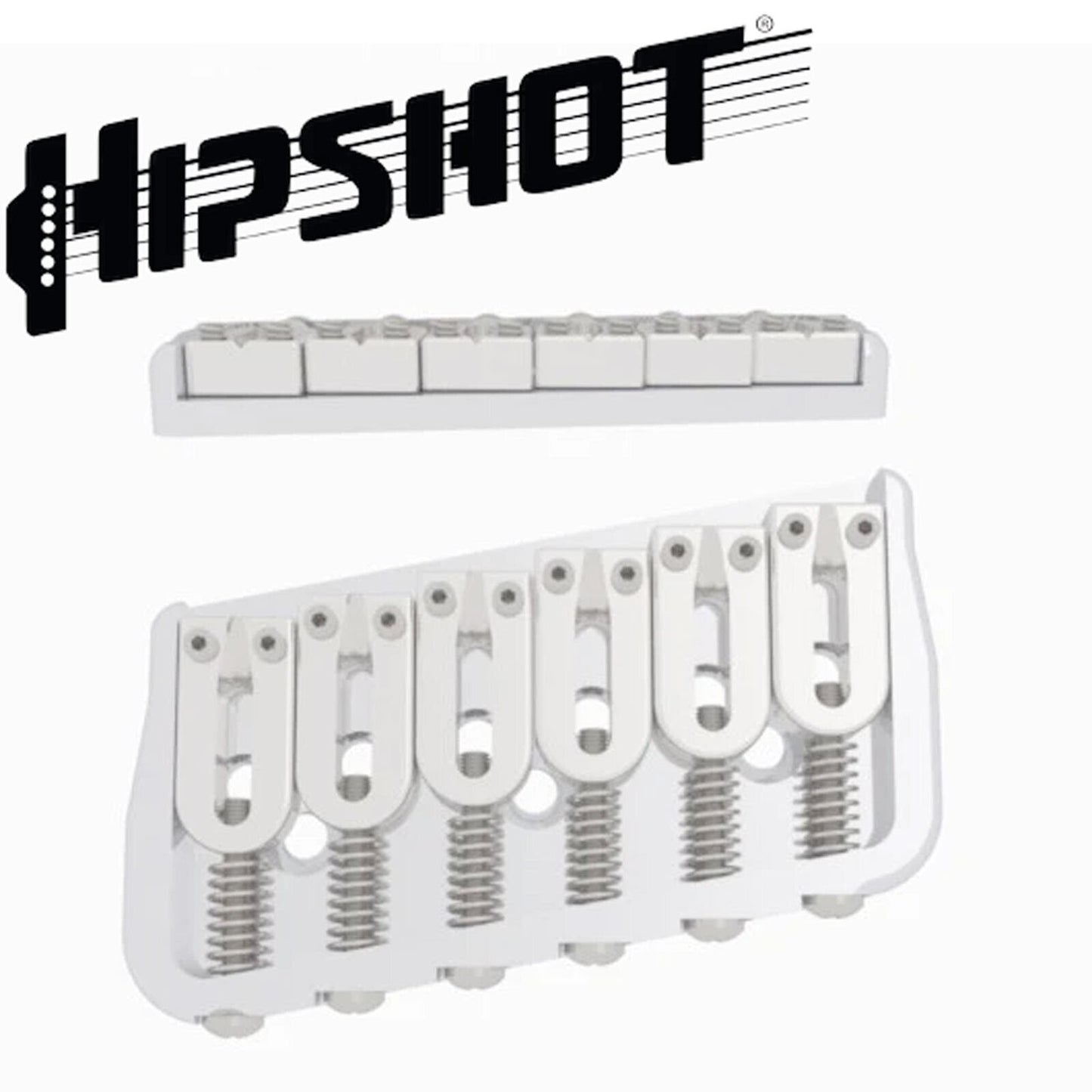 USA Hipshot 6 String Multi-Scale Fixed Guitar Bridge 11° Angle .125" Flr NICKEL