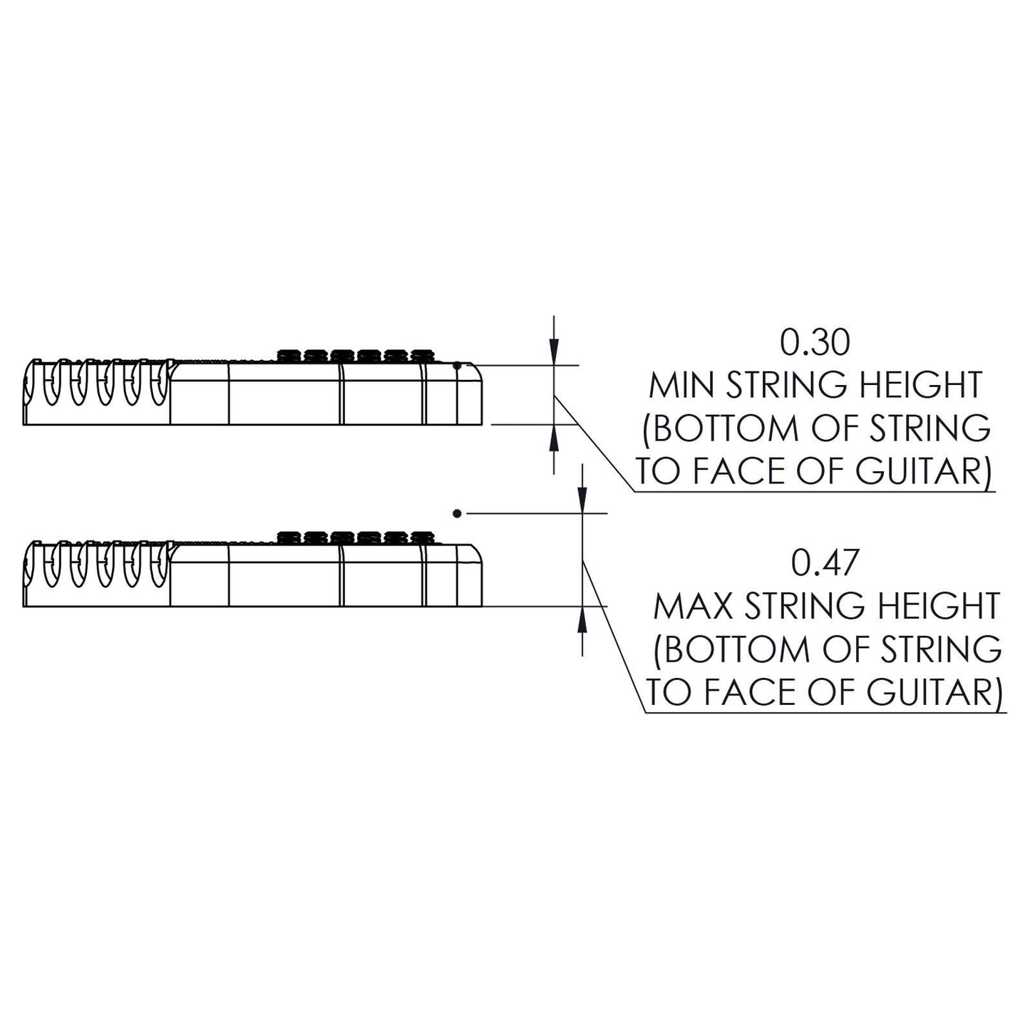 USA Hipshot 6 String Multi-Scale Fixed Guitar Bridge 18° Angle .125" Floor BLACK