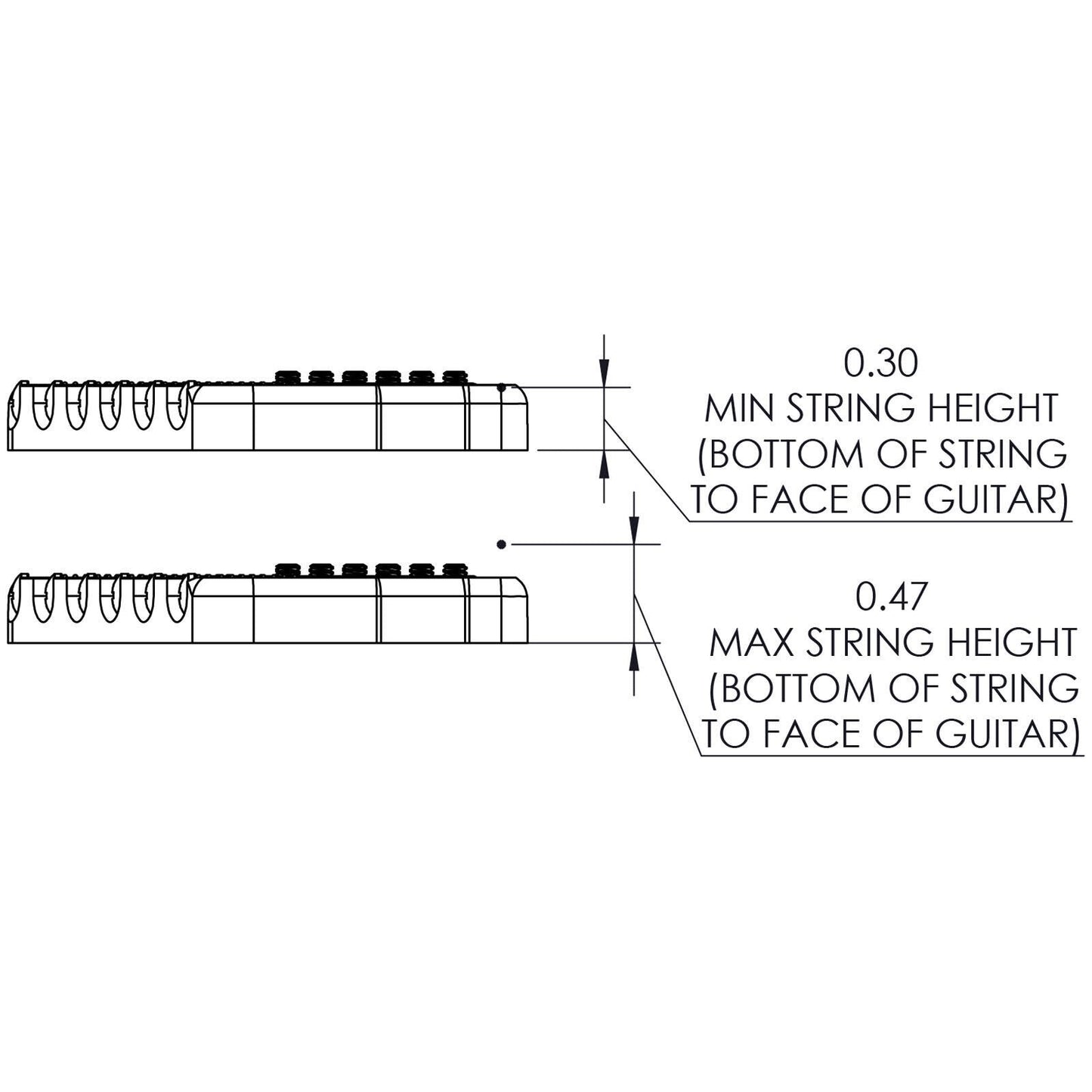 USA Hipshot 6 String Multi-Scale Fixed Guitar Bridge 21° Angle .125" Flr CHROME