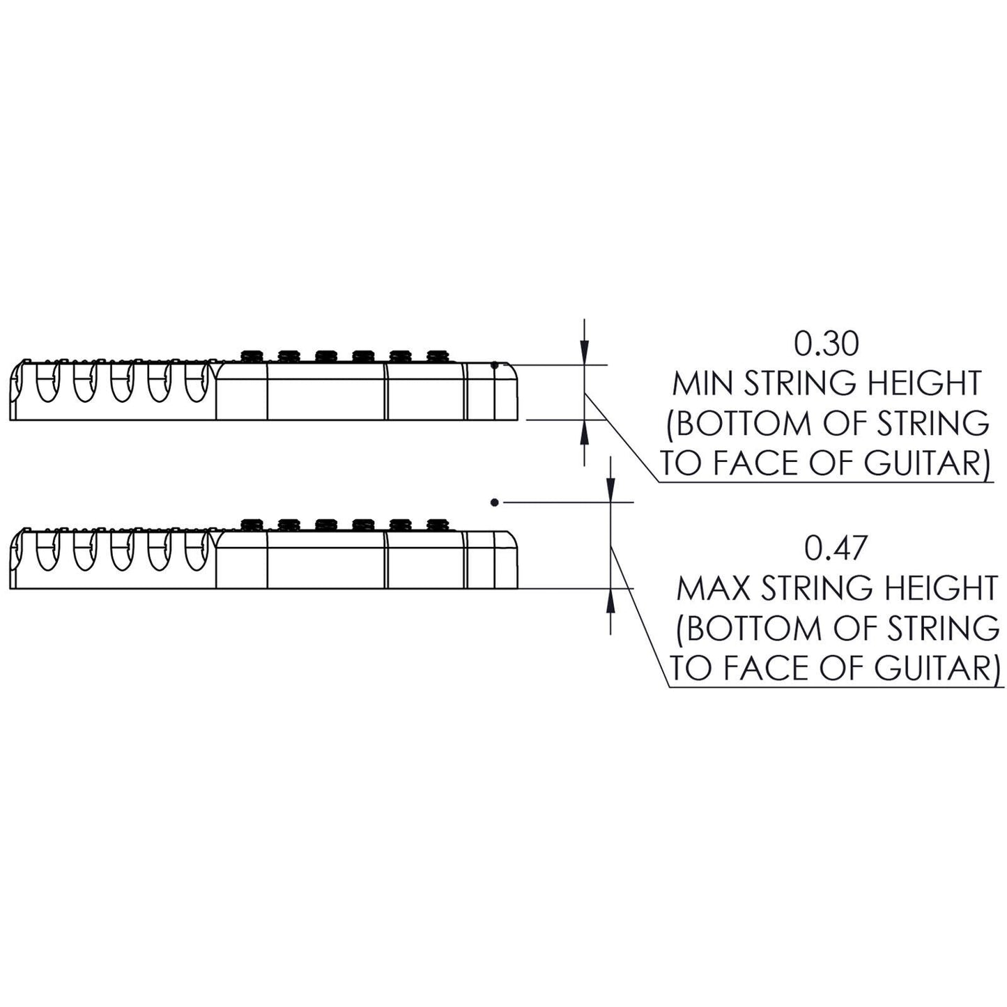 USA Hipshot 6 String Multi-Scale Fixed Guitar Bridge 26° Angle .125" Flr NICKEL