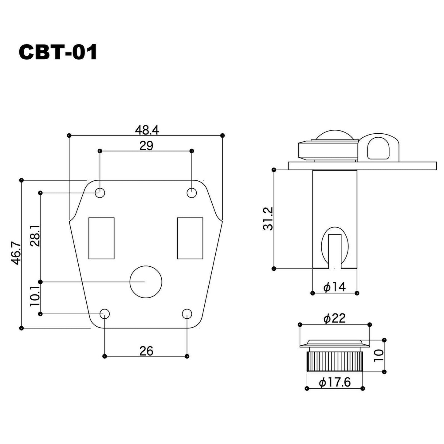 Gotoh CBT-01 CARBON-O-LITE 4 In-Line LIGHTWEIGHT Bass Tuners for LEFTY Fender®