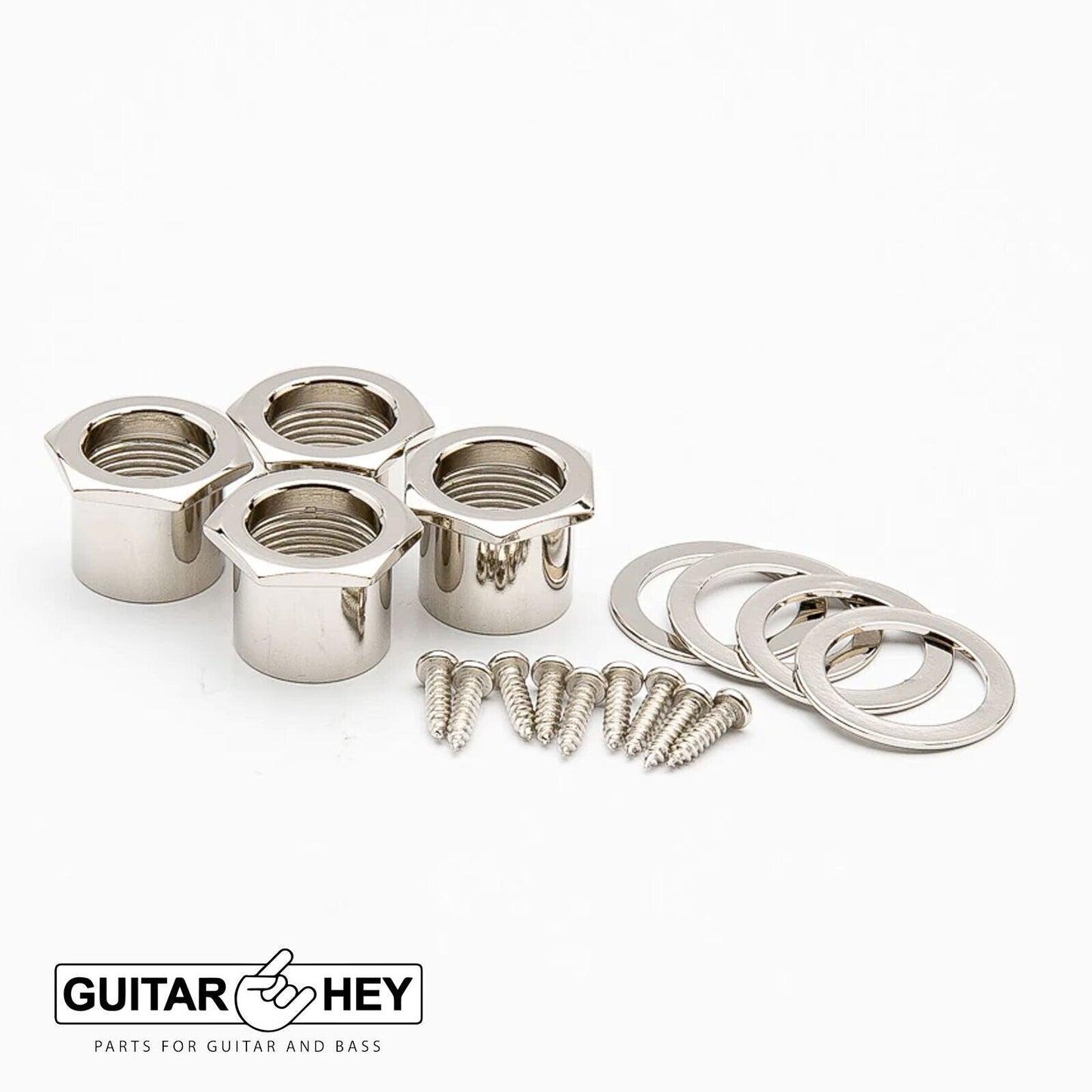 NEW Leo Quan Badass 4-in-line OGT Mini Bass Keys Open-Gear Bass Tuners - NICKEL