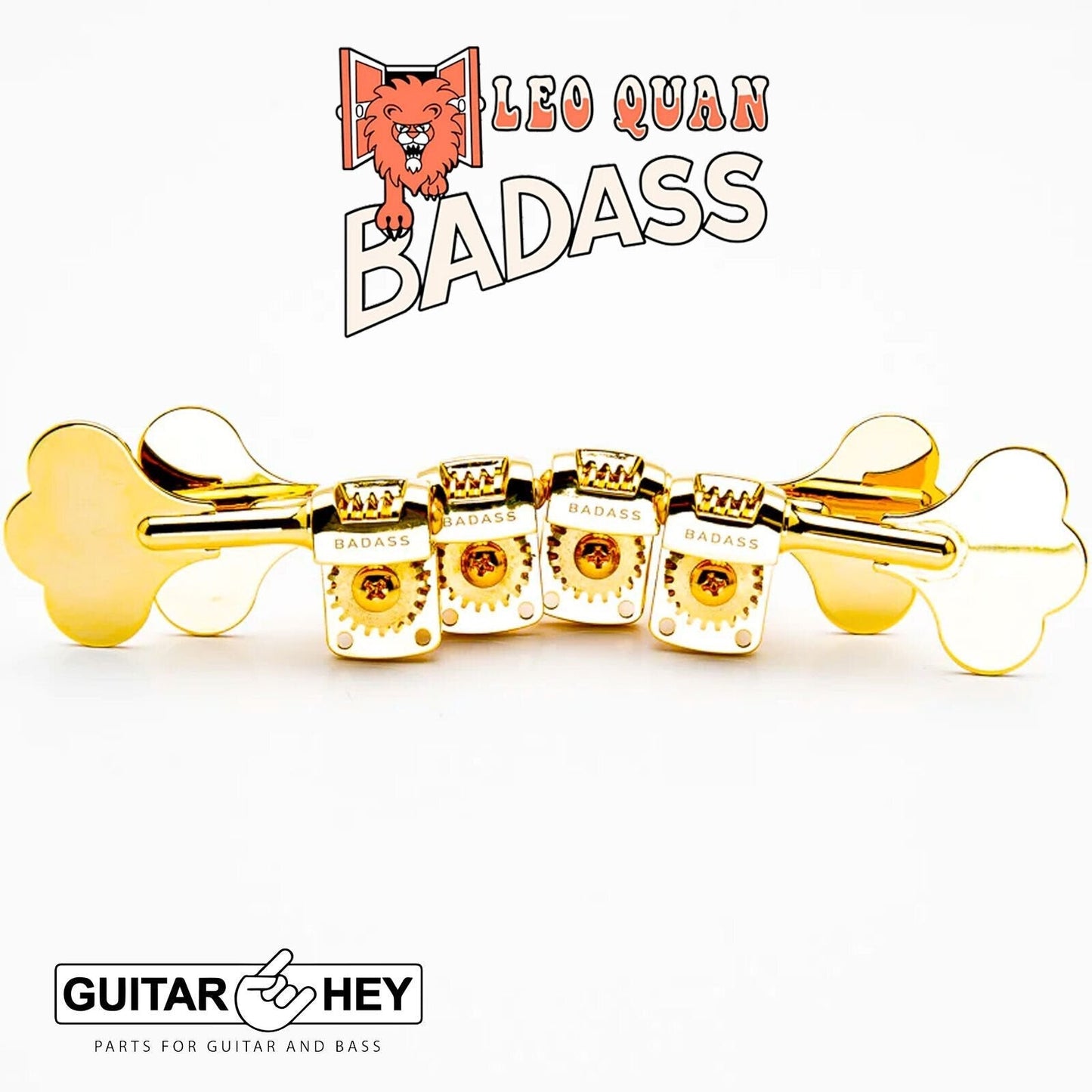 NEW Leo Quan Badass OGT Mini Bass Keys Open-Gear Bass Tuning Keys 2x2 - GOLD