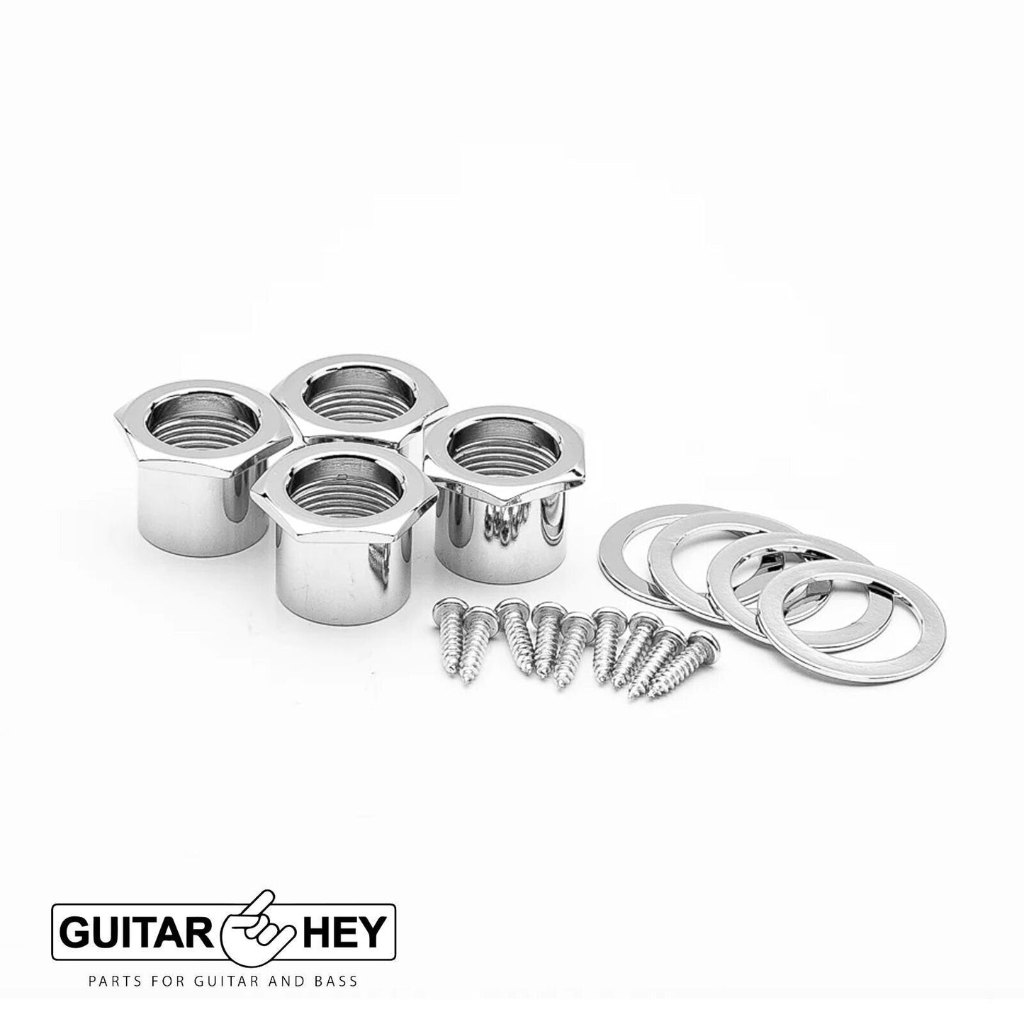 NEW Leo Quan Badass 4-in-line OGT Mini Bass Keys Open-Gear Bass Tuners - CHROME