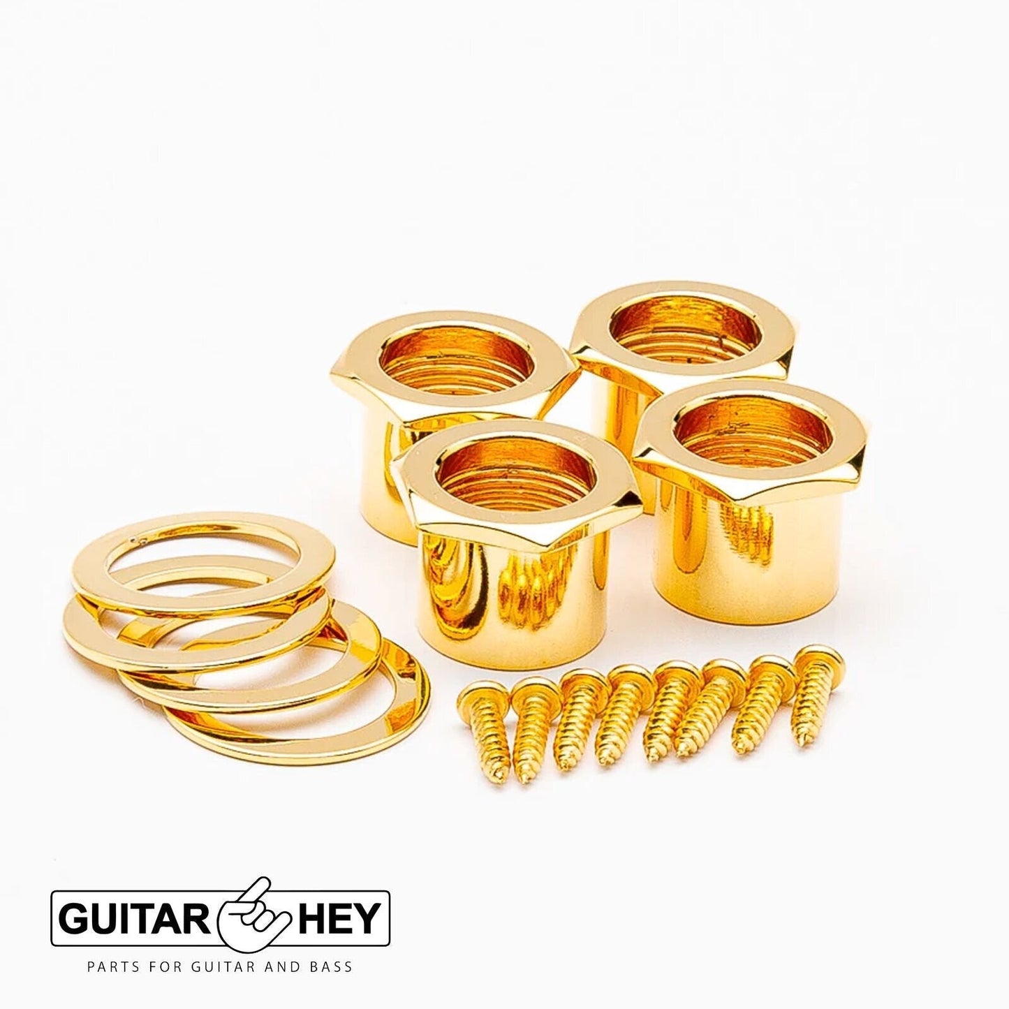 NEW Leo Quan Badass 4-in-line OGT Mini Bass Keys Open-Gear Bass Tuners - GOLD