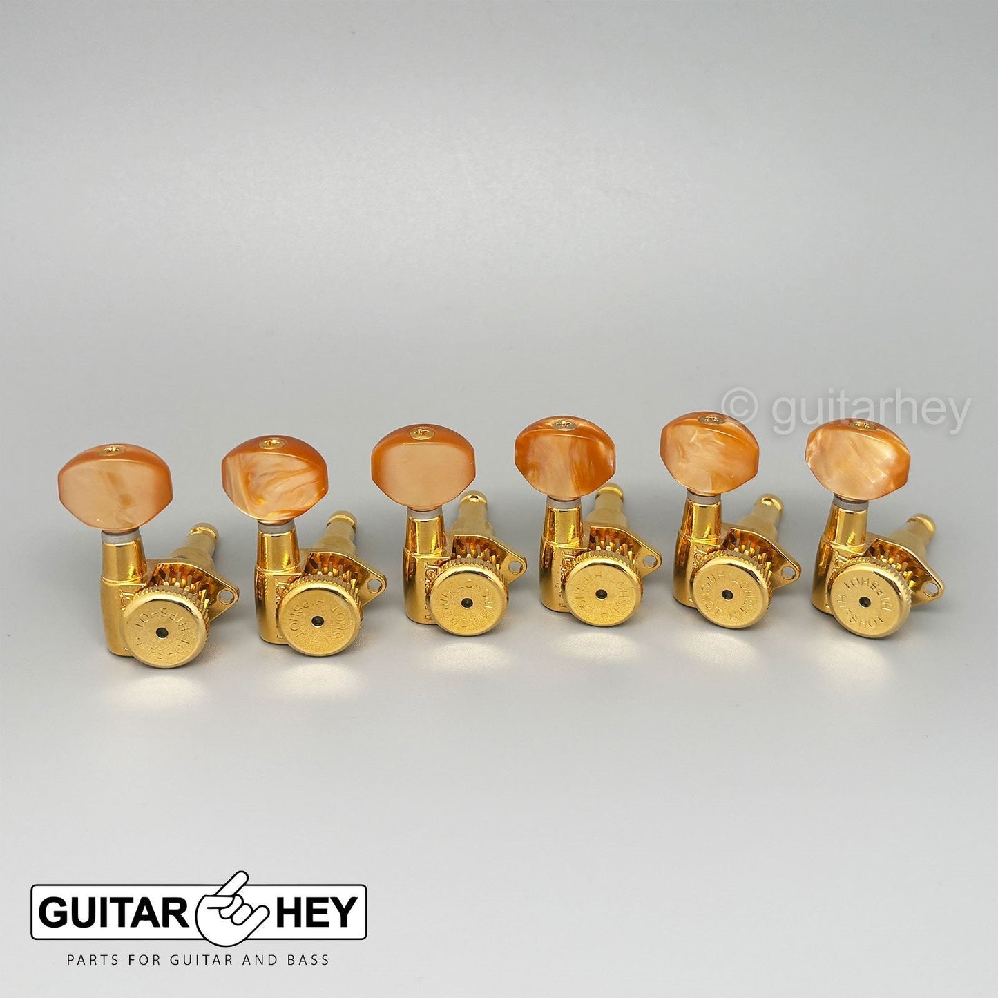 NEW Hipshot Grip-Lock STAGGERED LOCKING TUNERS 6 In Line AMBER Hex Keys - GOLD