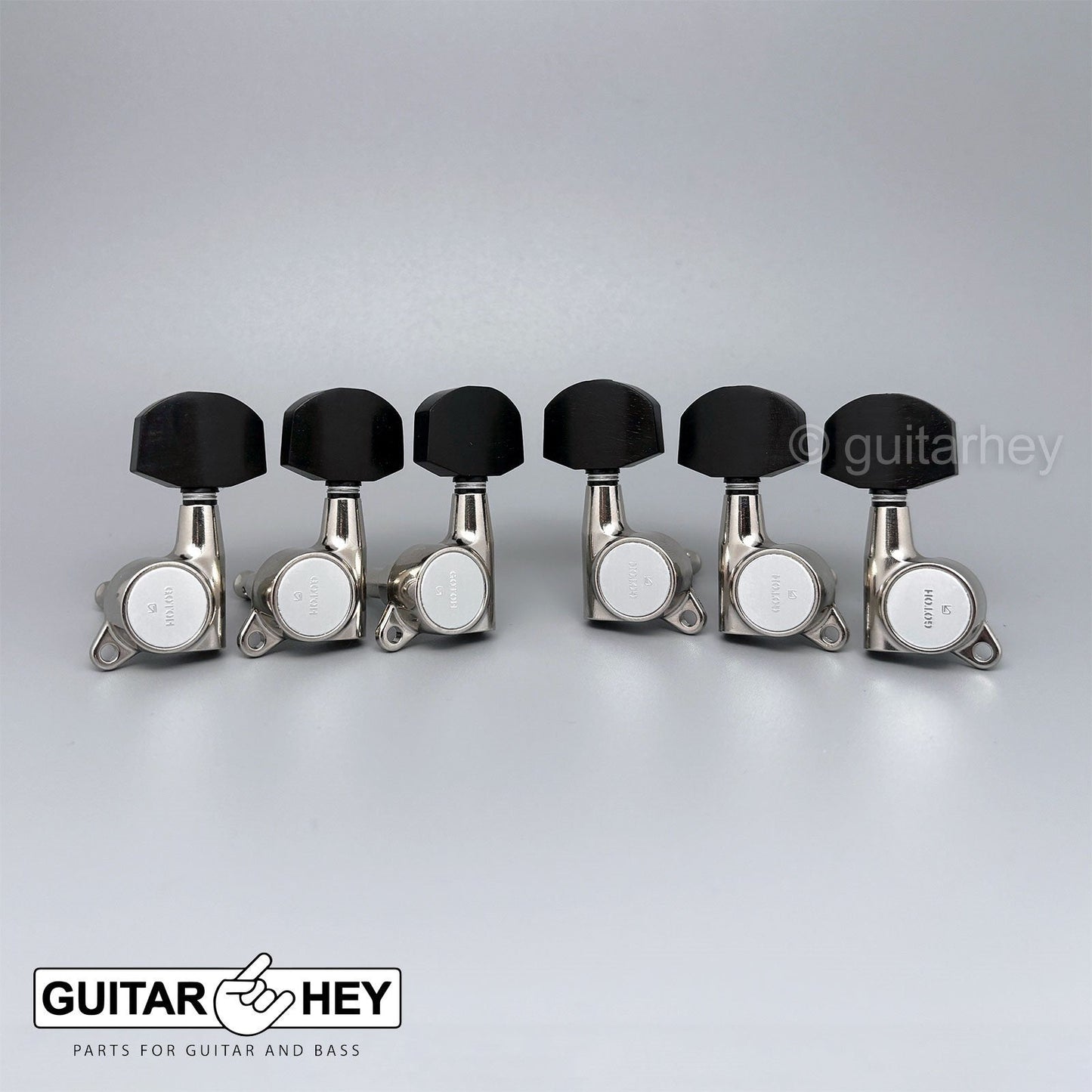 NEW Gotoh SG381-EN01 Guitar Tuning L3+R3 LARGE Ebony Buttons Set 3x3 - NICKEL