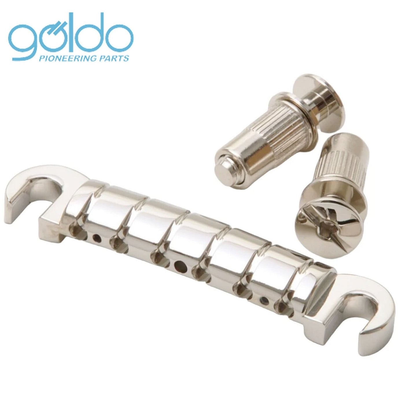NEW Goldo HWGT Aluminum Tailpiece Wrapper M8 Spacing 3-1/4" Studs - NICKEL