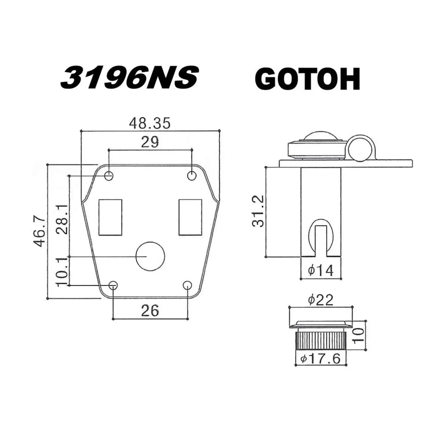 NEW (4) GOTOH Vintage Bass Guitar Reverse Wind Tuning Keys for Fender - NICKEL