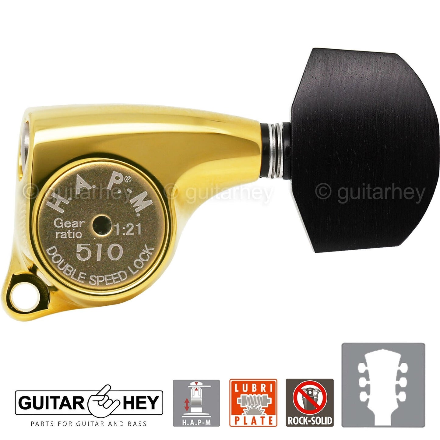 NEW Gotoh SGL510Z-EN01 HAPM Locking Tuners Adj. Height 1:21 Gear Ratio 3x3, GOLD