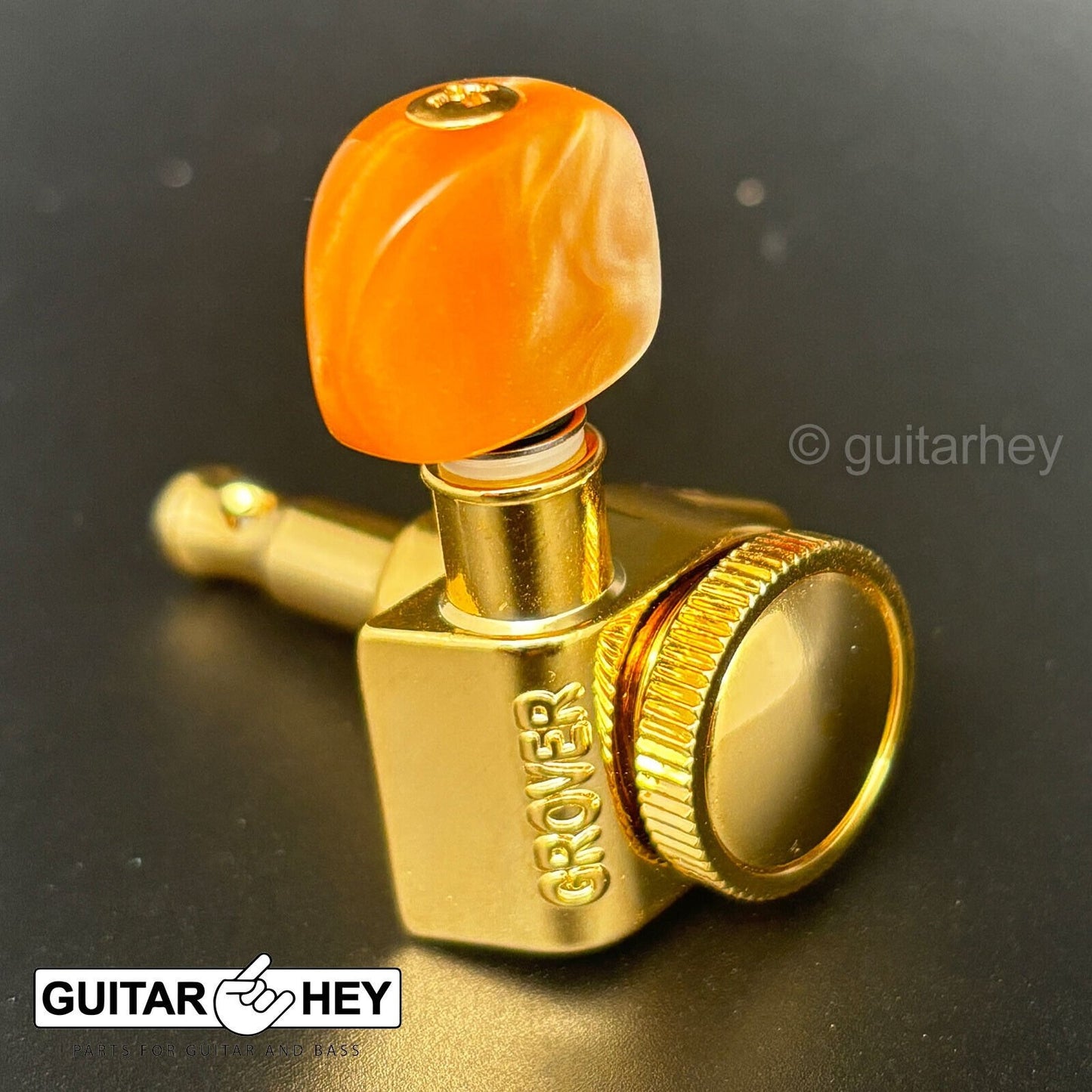 NEW Grover 502 LOCKING Tuners 3x3 Modern Gibson Les Paul MOON AMBER Buttons GOLD