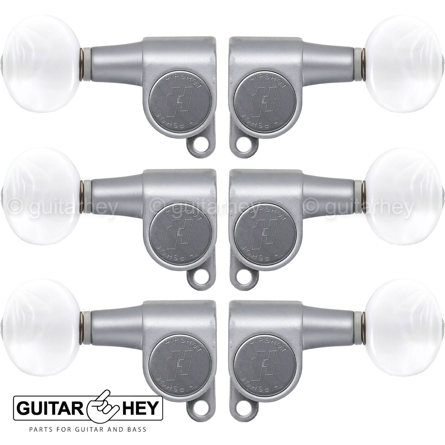 NEW Hipshot L3+R3 Classic Enclosed Mini Tuners OVAL Pearloid 3x3 - SATIN CHROME