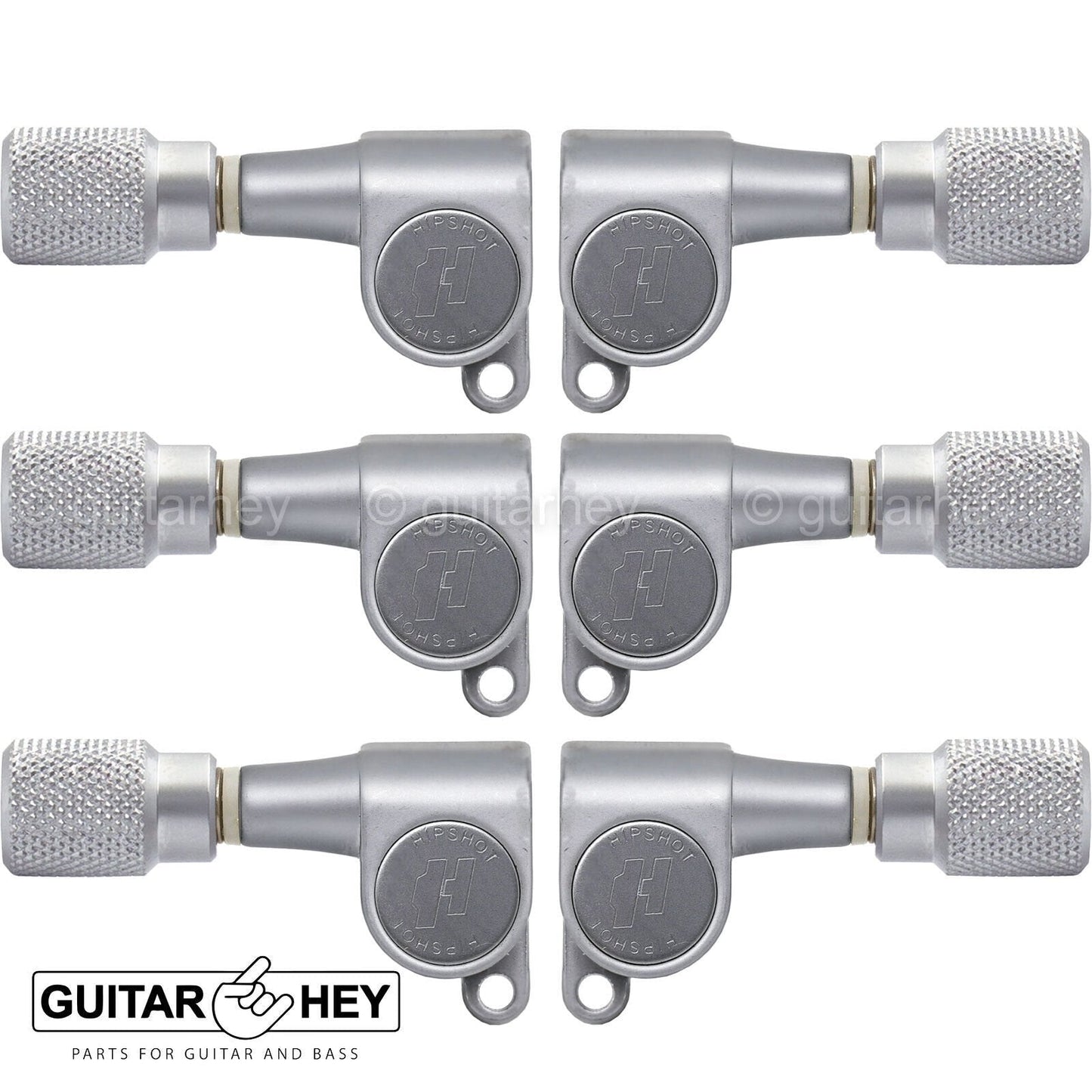 NEW Hipshot L3+R3 Classic Enclosed Mini Tuners KNURLED Buttons 3x3, SATIN CHROME