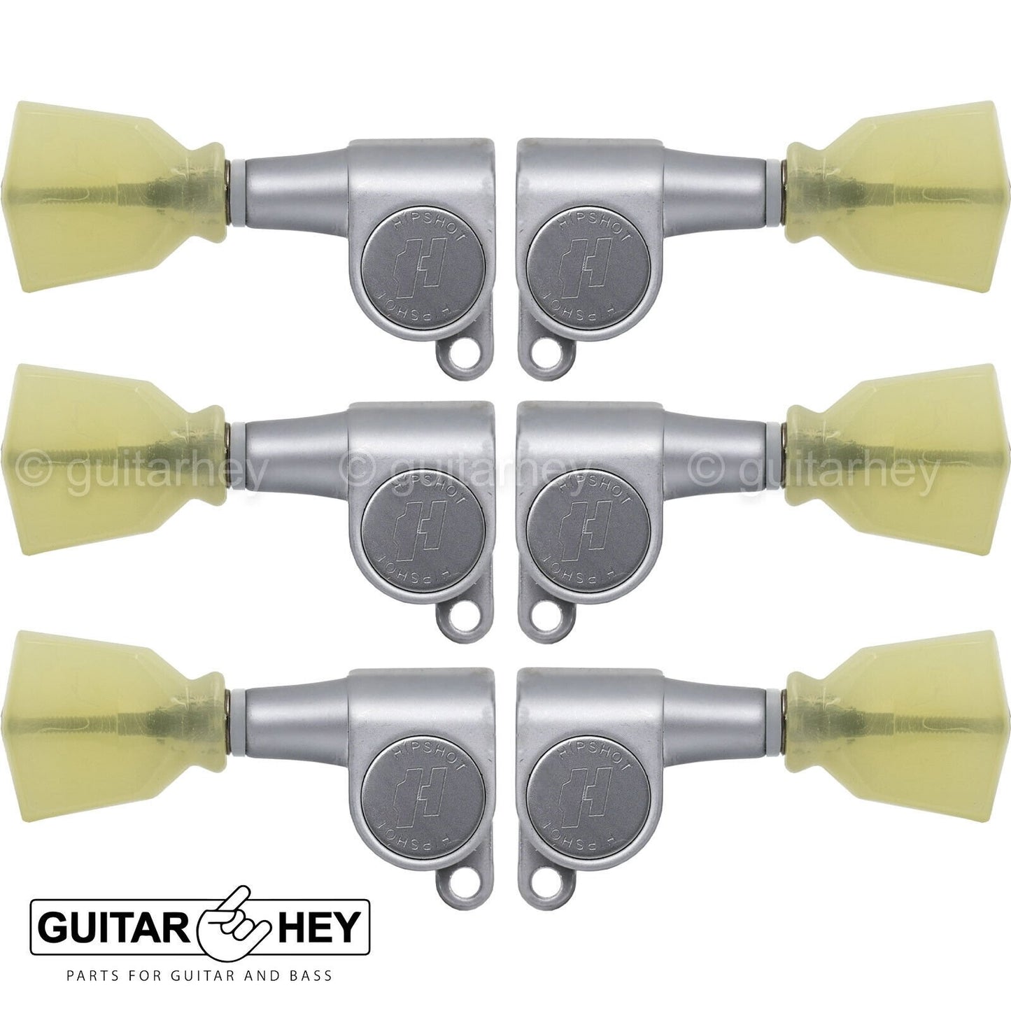 NEW Hipshot L3+R3 Classic Enclosed Mini Tuners TULIP Buttons 3x3 - SATIN CHROME