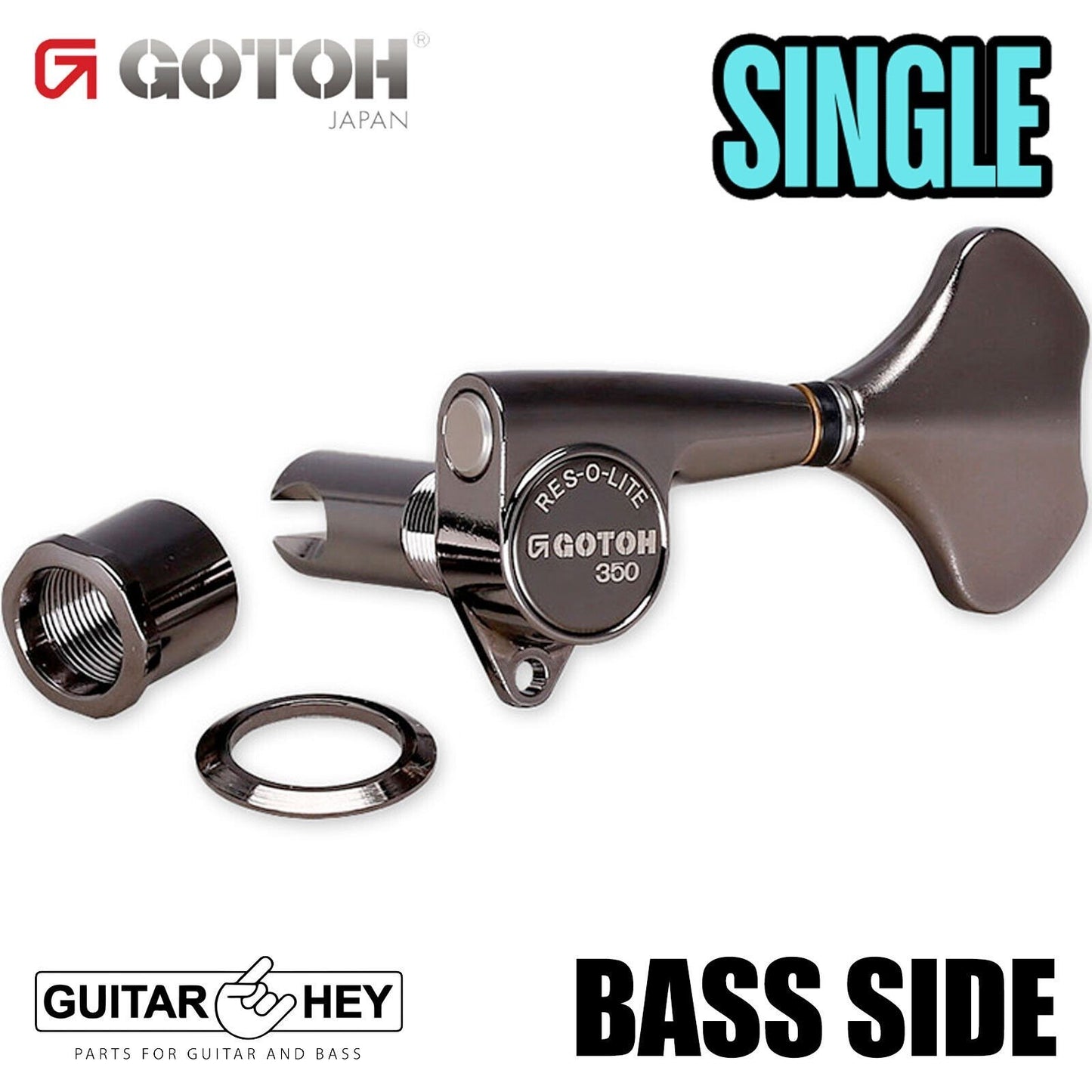 NEW (1) Gotoh GB350 Res-O-lite Bass Machine Head BASS SIDE - SINGLE, COSMO BLACK