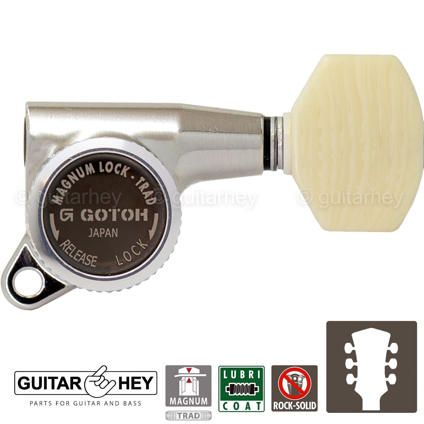 NEW Gotoh SG381-M07 MGT MAGNUM LOCKING TRAD Small Buttons Keys Set 3x3 - NICKEL