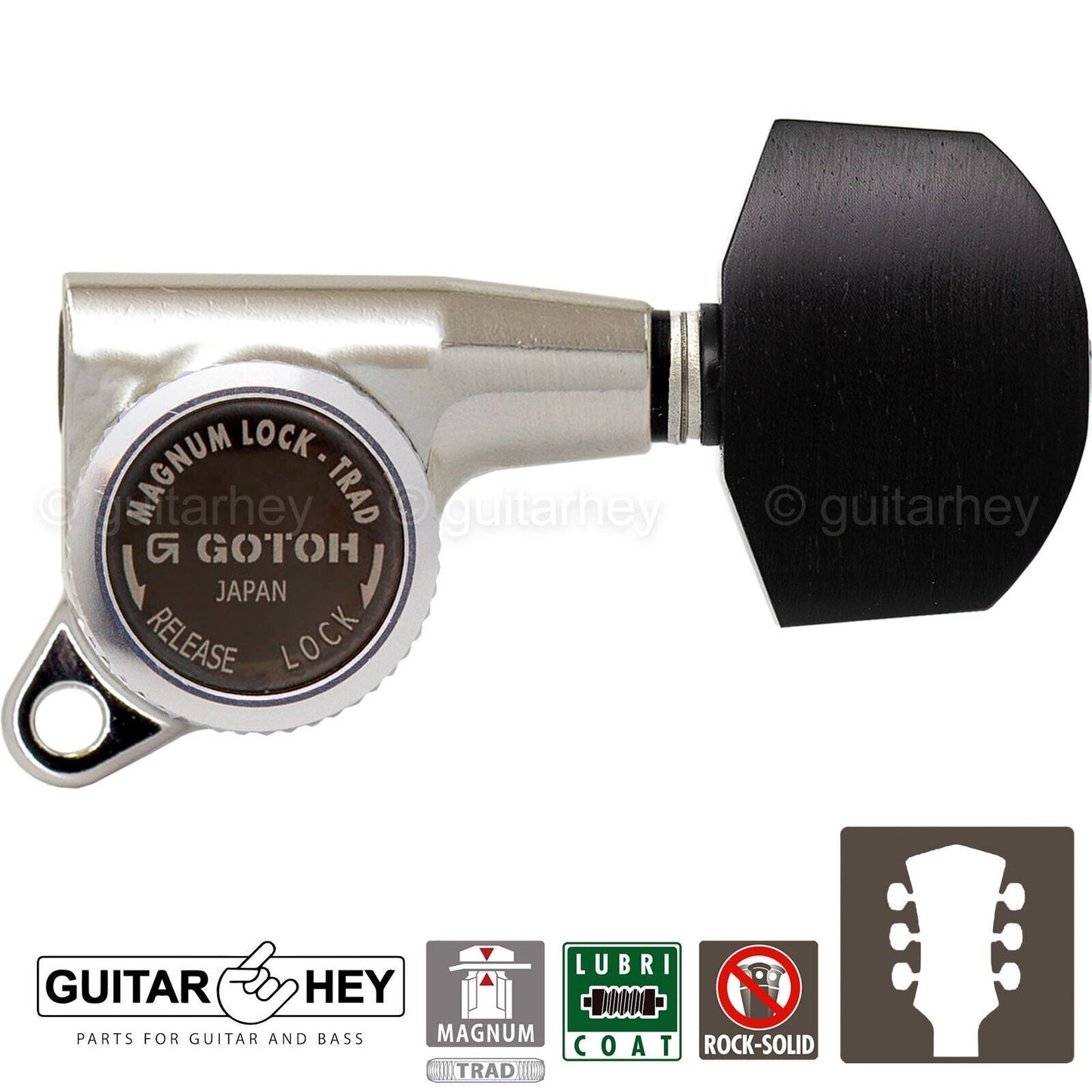 NEW Gotoh SG381-EN01 MGT MAGNUM LOCKING TRAD Large Buttons Keys Set 3x3 - NICKEL