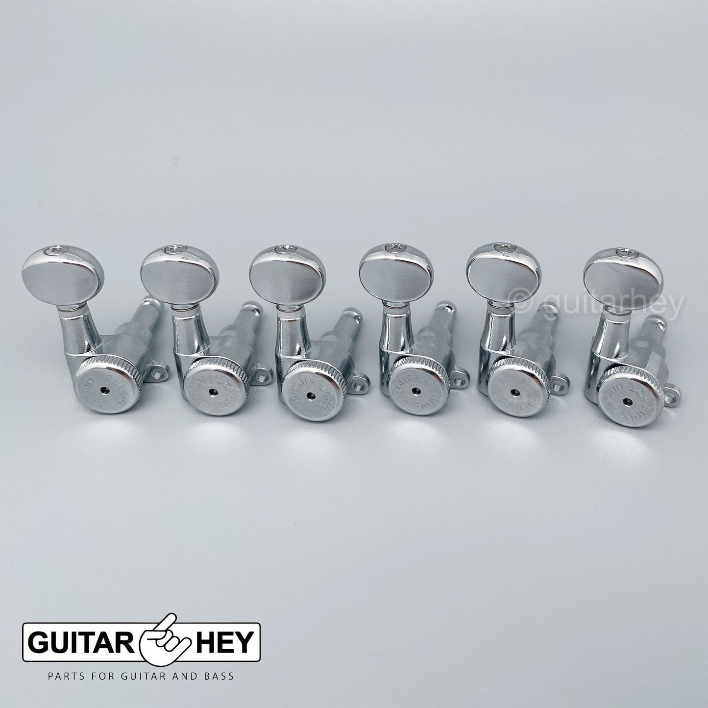 Hipshot 6-in-Line Tuners Schaller Mini Locking M6 Style STAGGERED D05 - CHROME