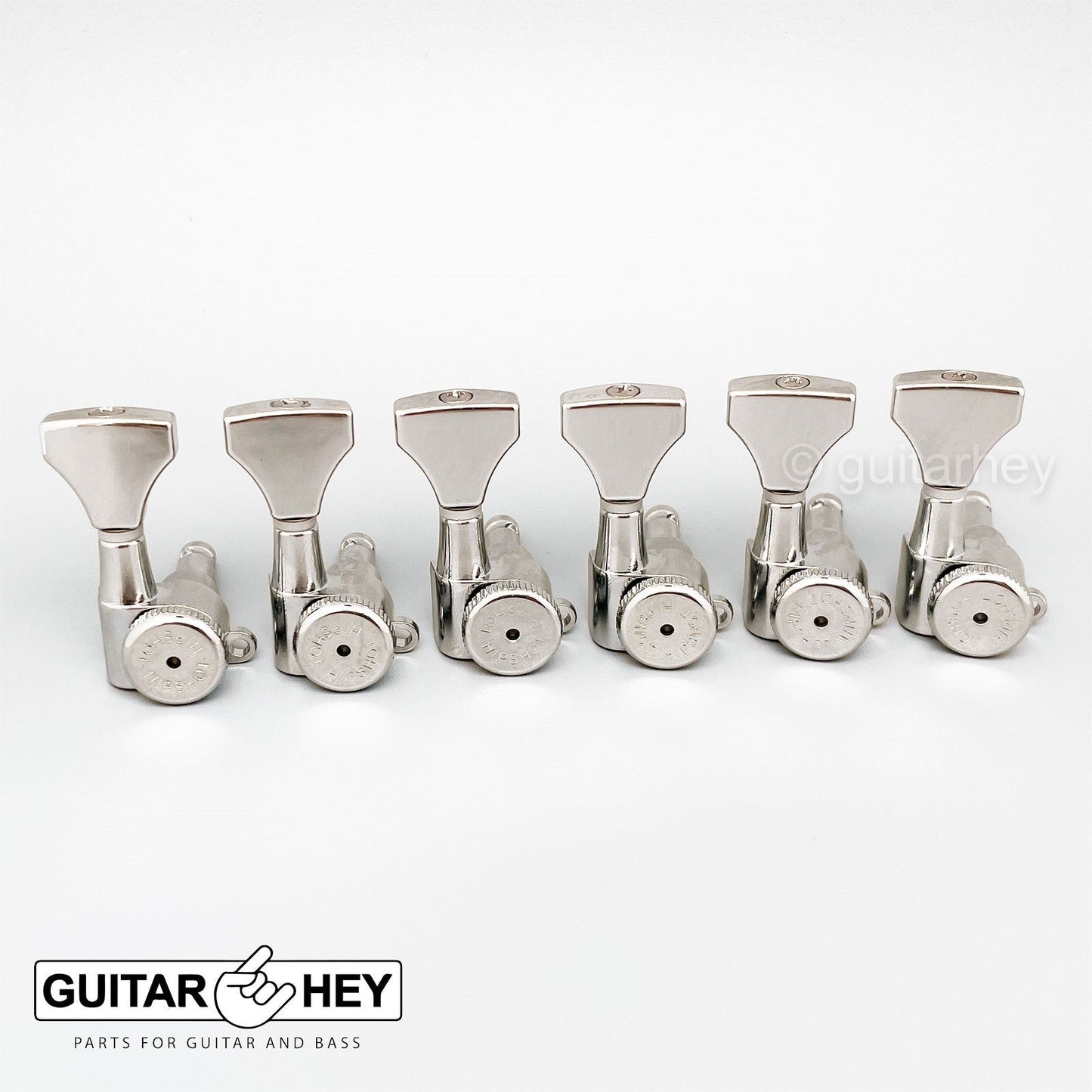 NEW Hipshot 6-in-Line LOCKING Tuners SET w/ HS Buttons Non-Staggered - NICKEL