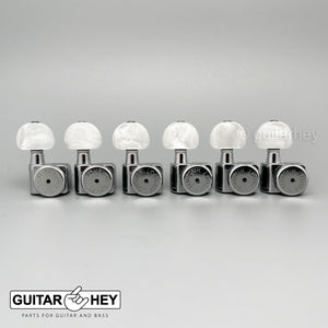 NEW Hipshot STAGGERED Tuners Fender® Directrofit™ LOCKING Pearl Buttons - CHROME
