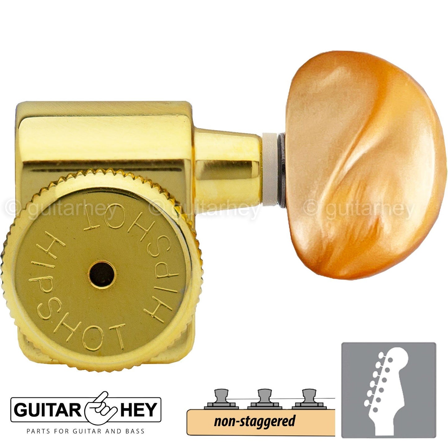 NEW Hipshot Non-Stag Tuners Kit Fender® Directrofit™ LOCKING Moon Amber - GOLD