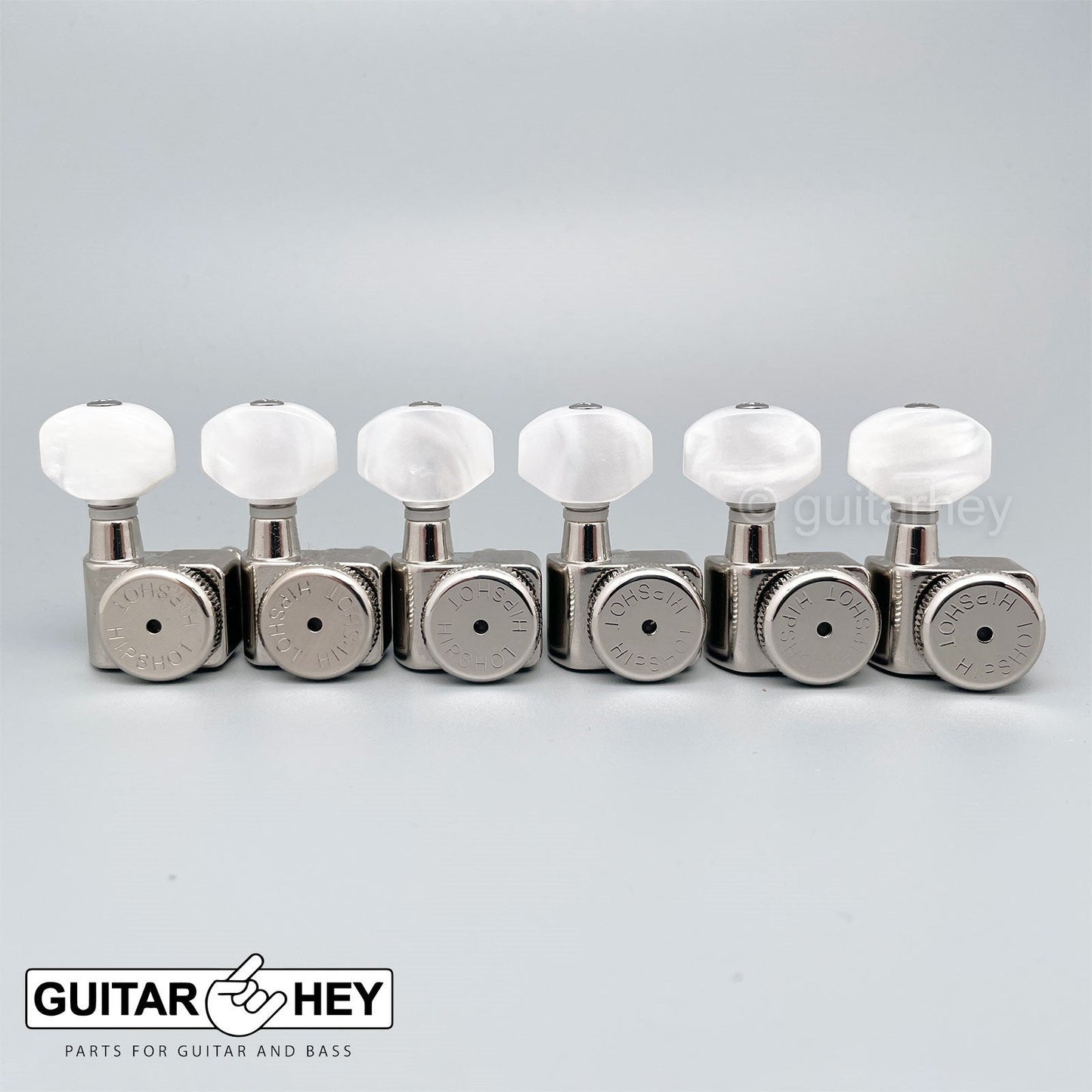 Hipshot Tuners Fender® Directrofit LOCKING Non-Staggered PEARLOID Buttons NICKEL