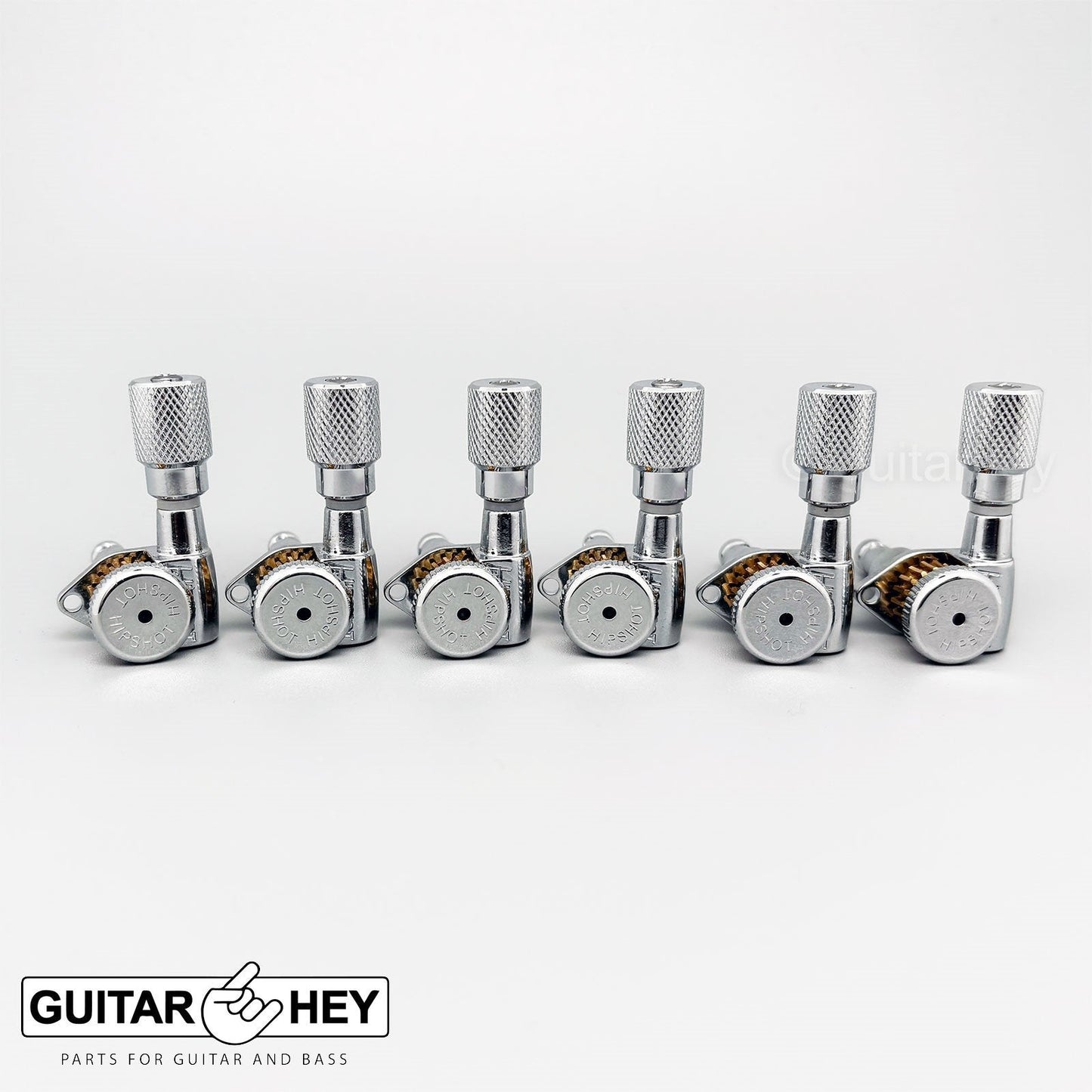NEW Hipshot 6 inline STAGGERED Locking w/ KNURLED Buttons LEFT HAND - CHROME
