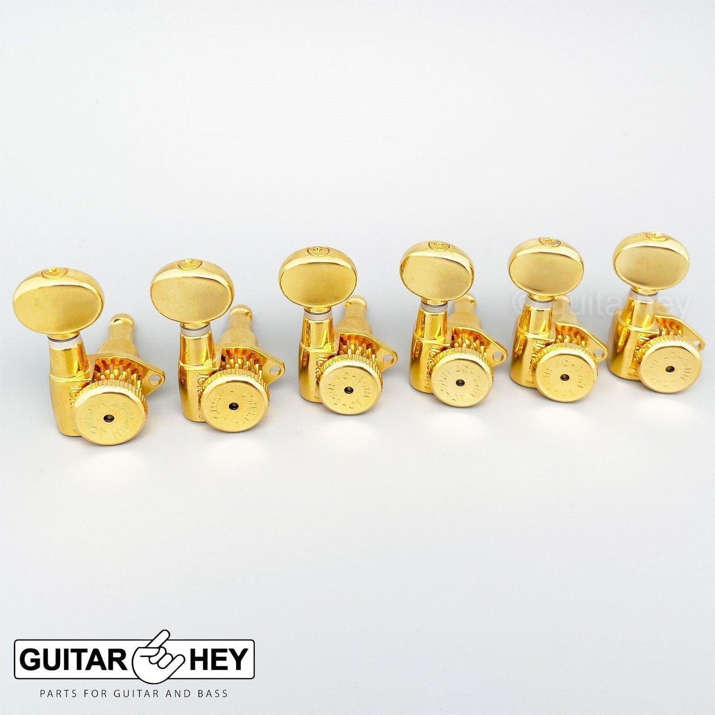 NEW Hipshot 6 in Line Grip-Locking STAGGERED Set Open-Gear OVAL Buttons - GOLD