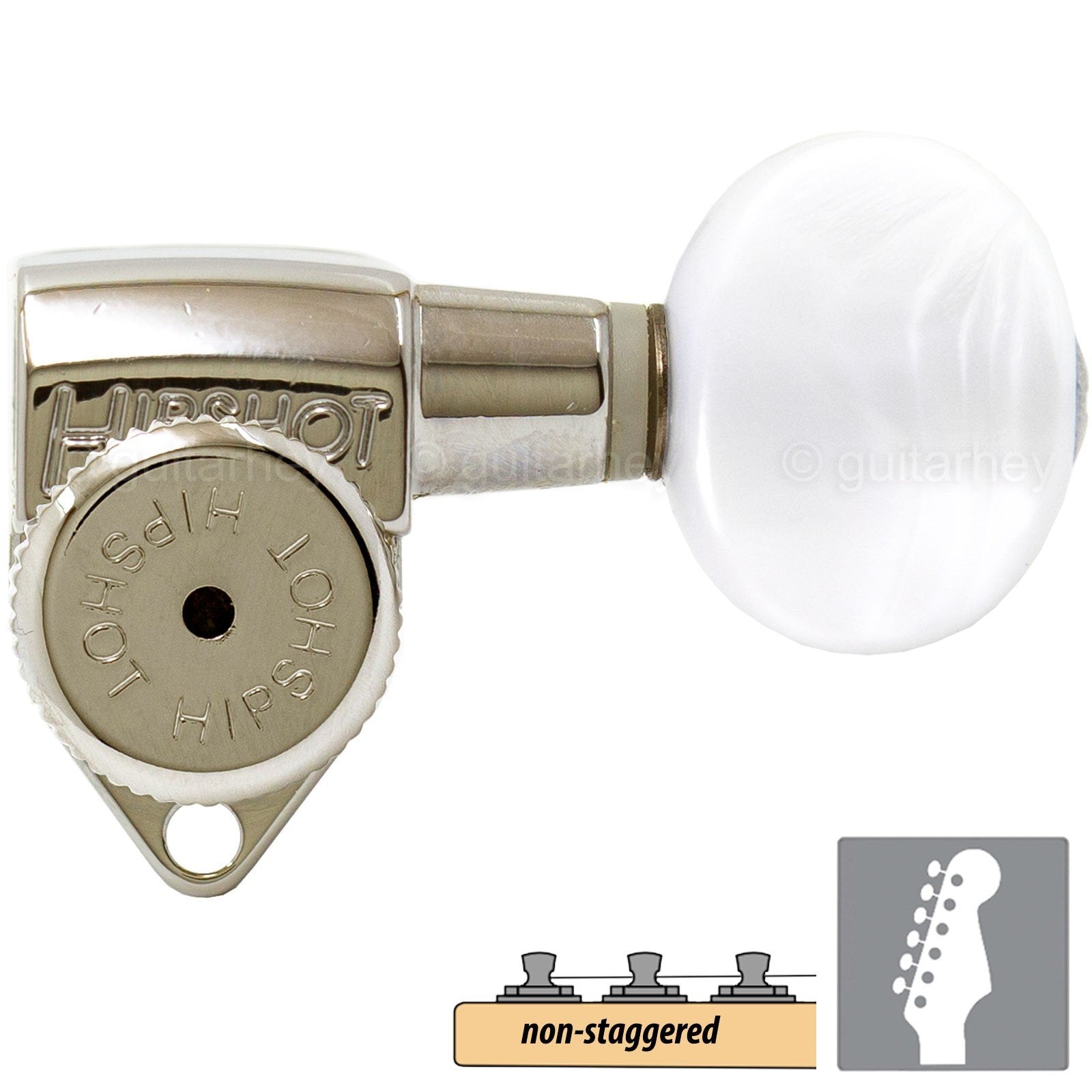 NEW Hipshot LOCKING Tuners 6 in line Non-Staggered SMALL PEARL Buttons