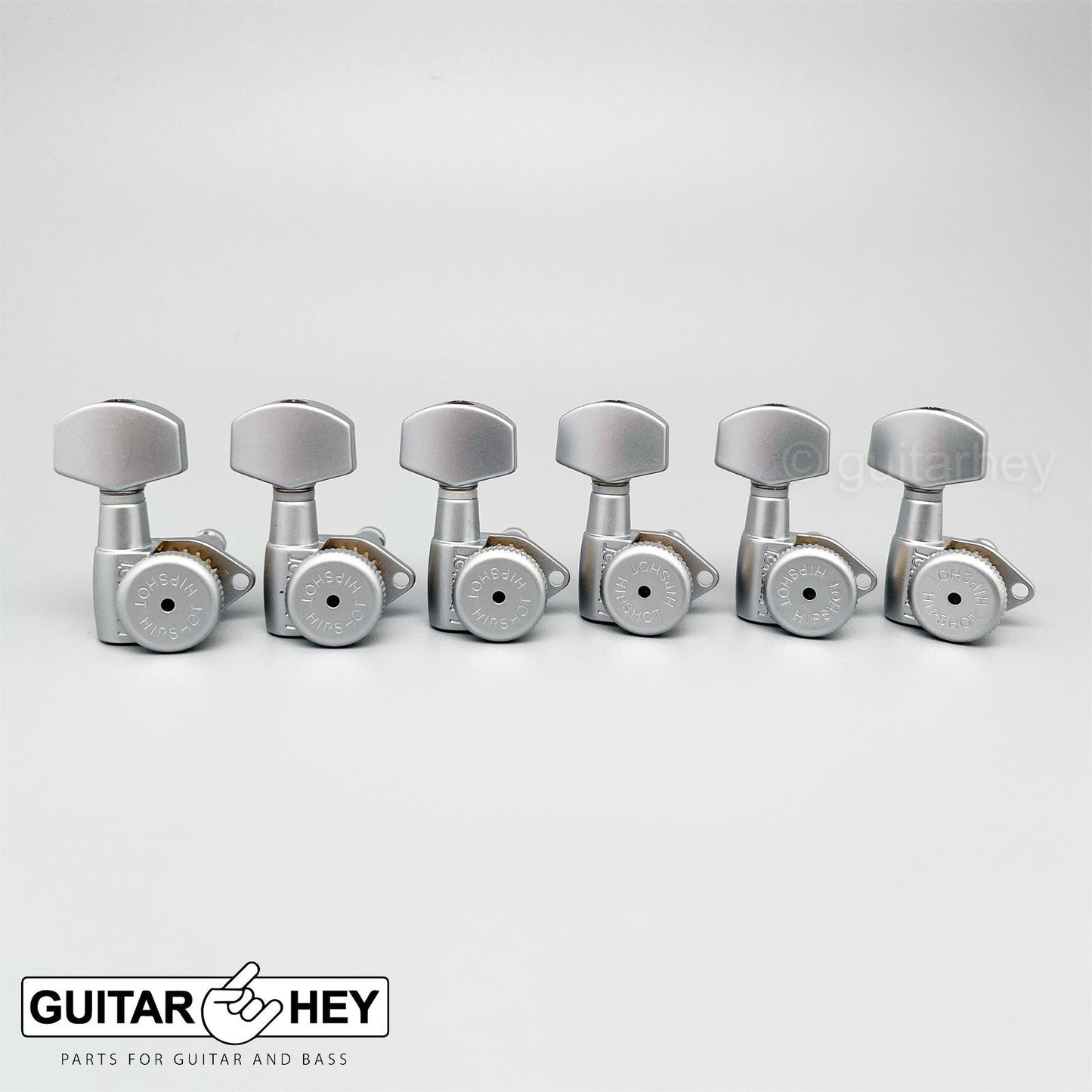 NEW Hipshot Grip-Lock Open-Gear 6 in line Locking STAGGERED HEX-S - SATIN CHROME