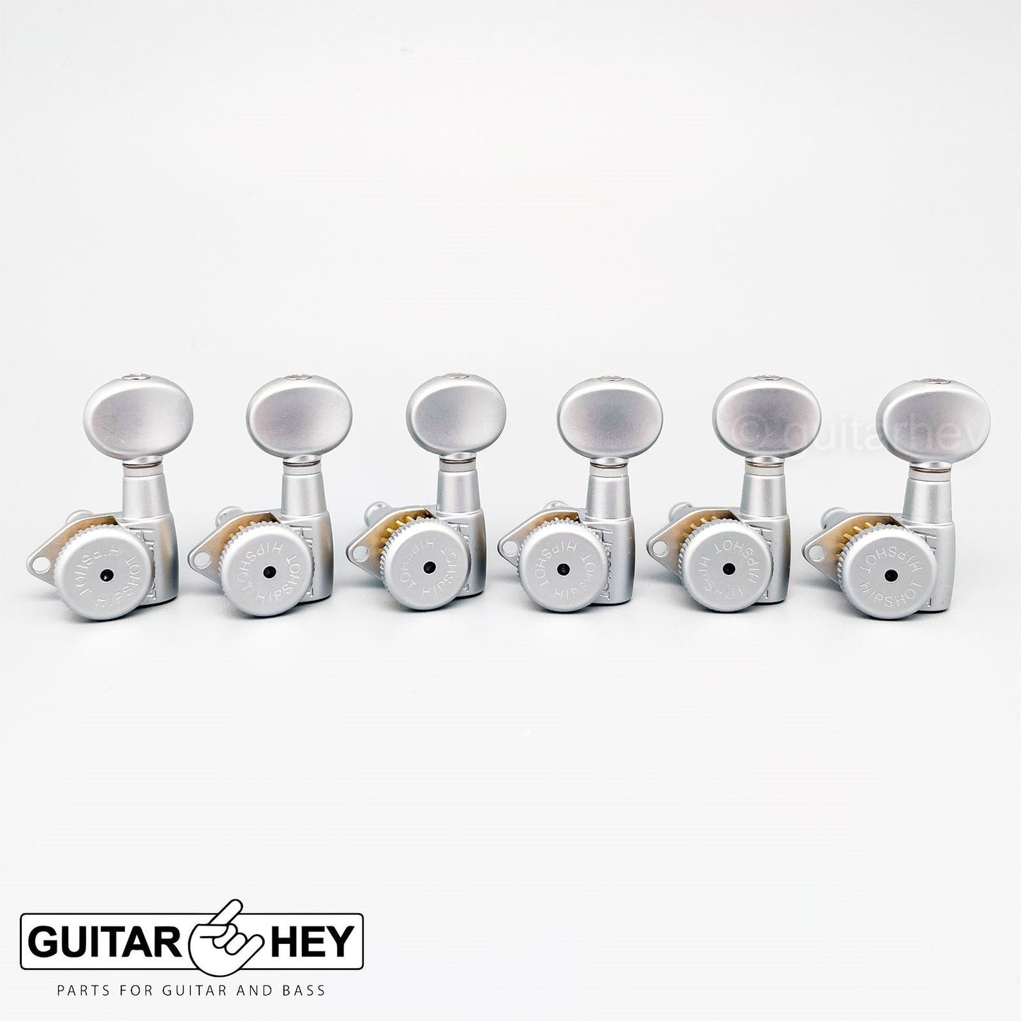 Hipshot LOCKING Tuners 6 in line Non-Staggered w/ OVAL Buttons LEFT-Handed SATIN