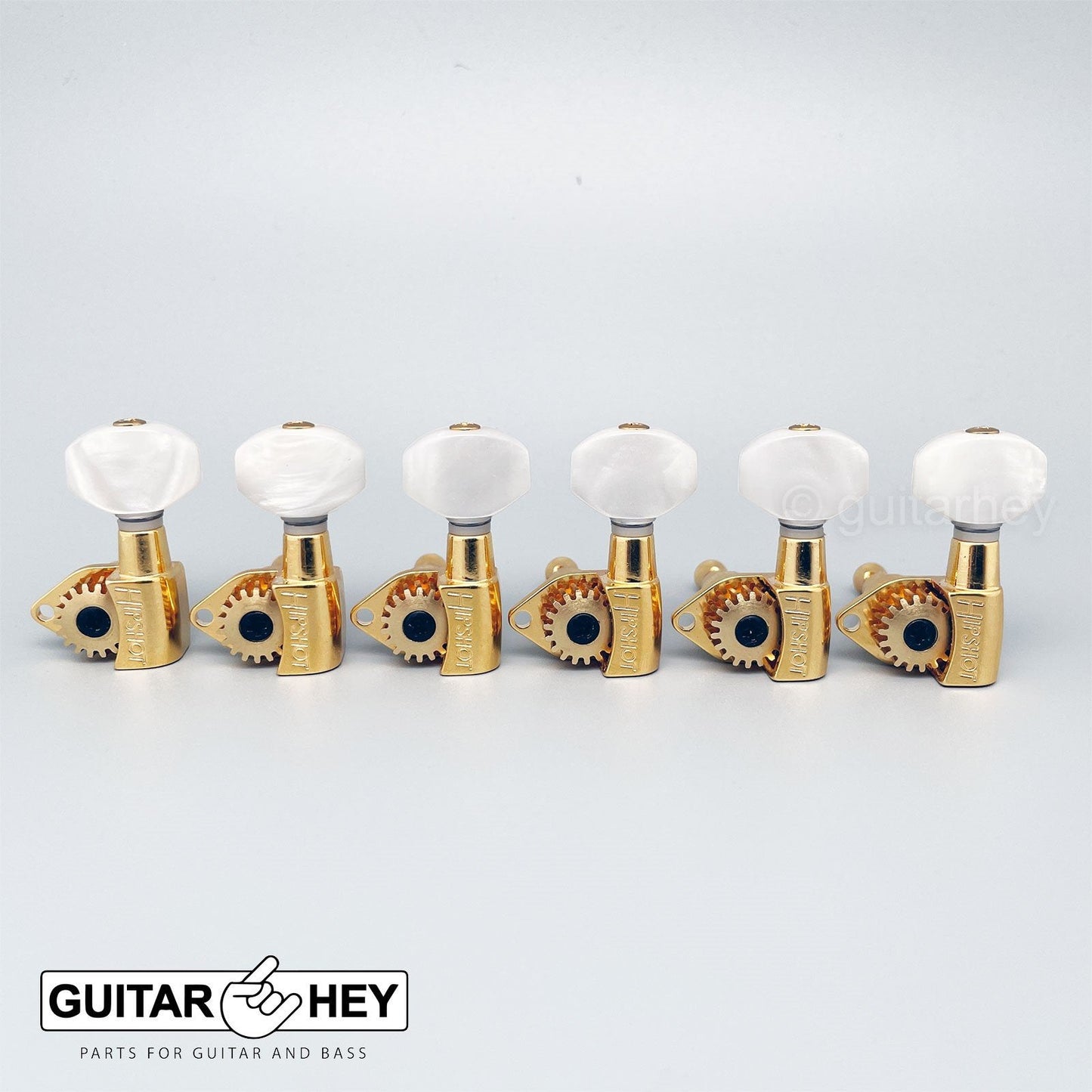 NEW Hipshot Classic 6 in line Non-Staggered Tuners HEX Pearl LEFT HANDED - GOLD
