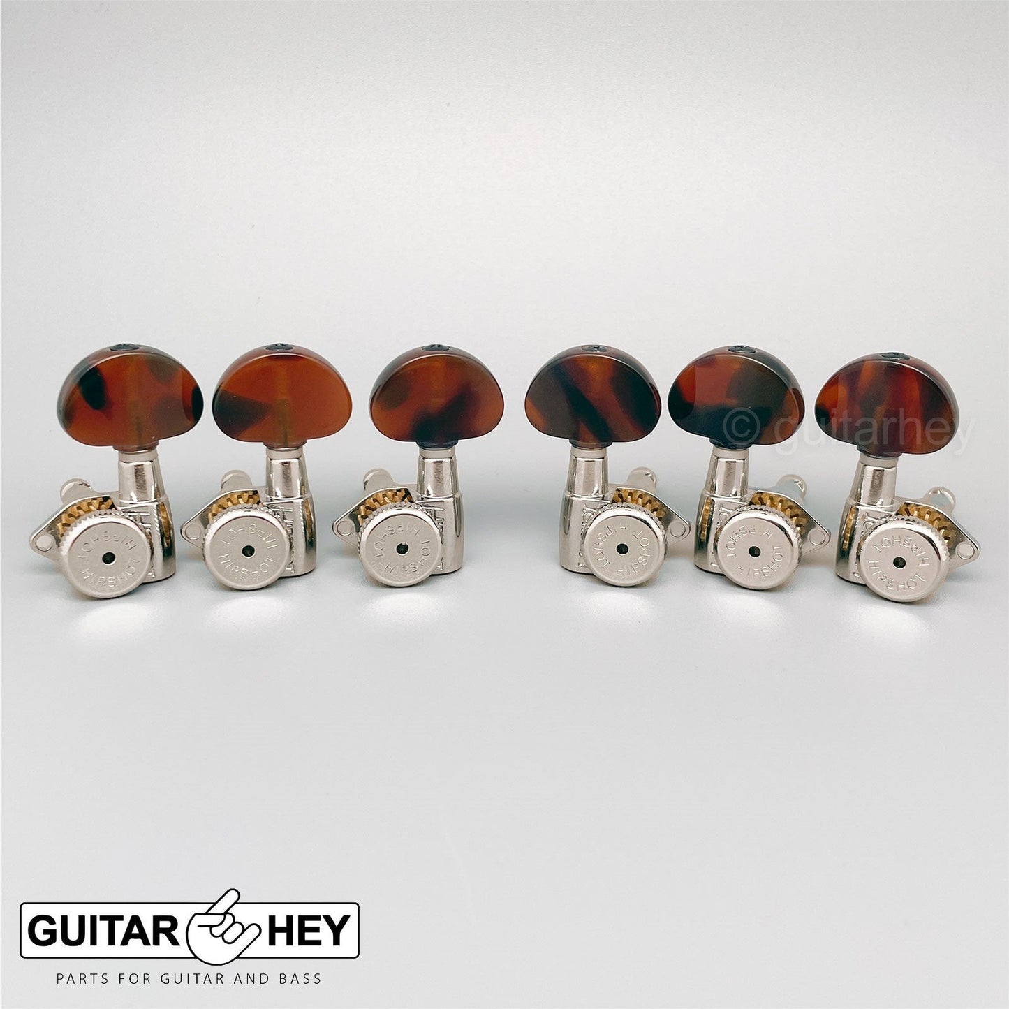 NEW Hipshot Grip-Lock Open-Gear LOCKING Tuners LARGE TORTOISE Buttons 3x3 NICKEL