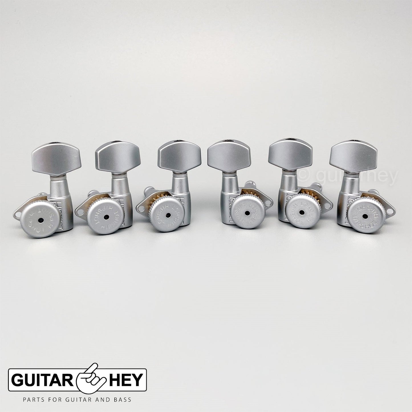 NEW Hipshot Grip-Lock Open-Gear LOCKING Tuners w/ HEX Buttons 3x3 - SATIN CHROME