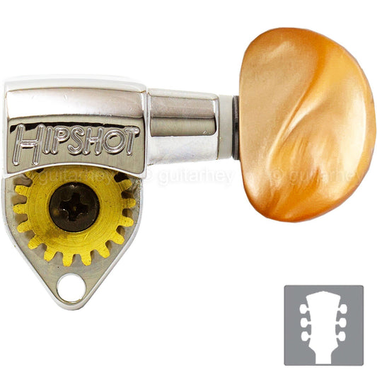 NEW Hipshot Classic Open-Gear Tuners 18:1 Gear Ratio AMBER Buttons 3x3 - NICKEL