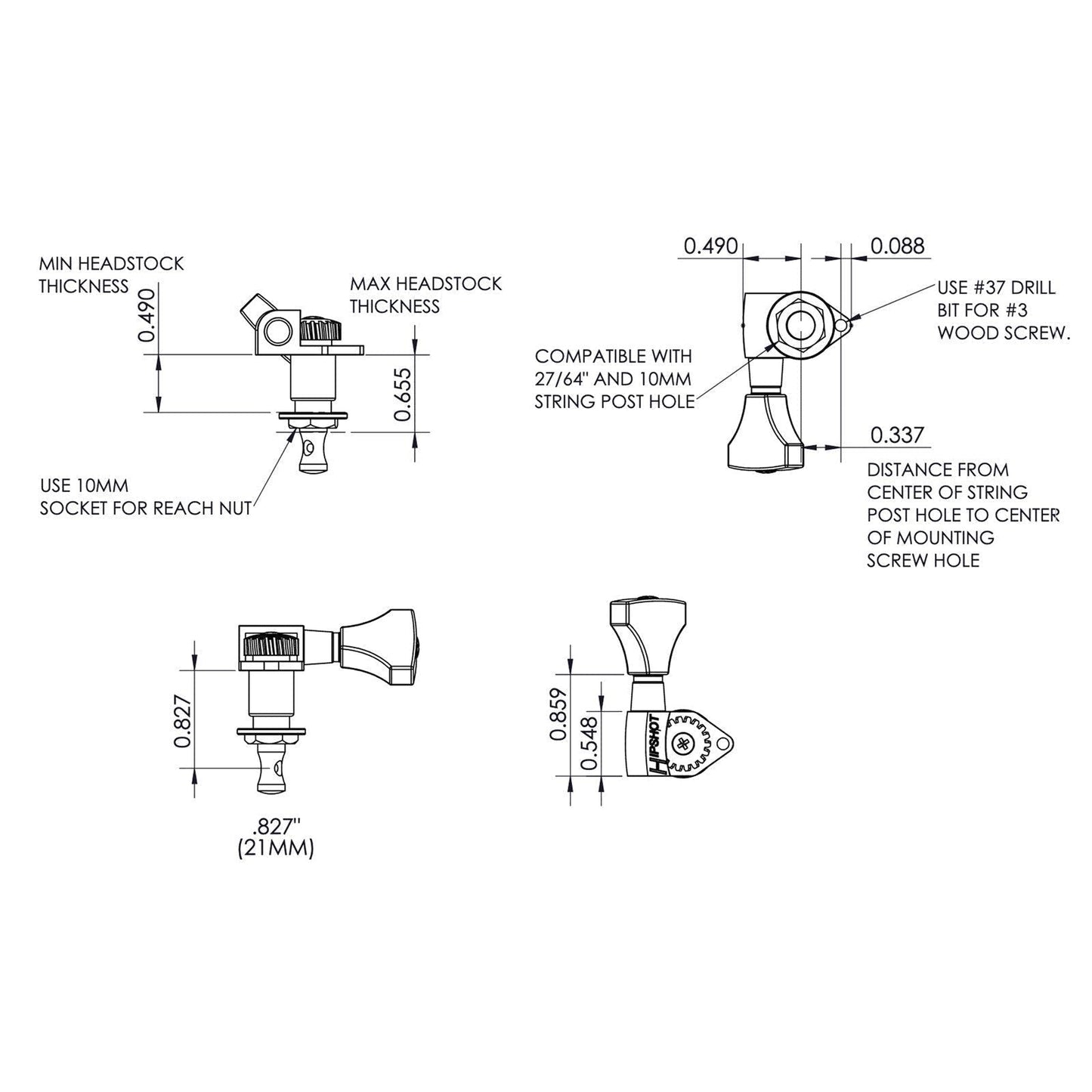 NEW Hipshot 6K2GN0B Classic Upgrade Kit 3+3 Open-Gear UMP Kit 3x3 - BLACK