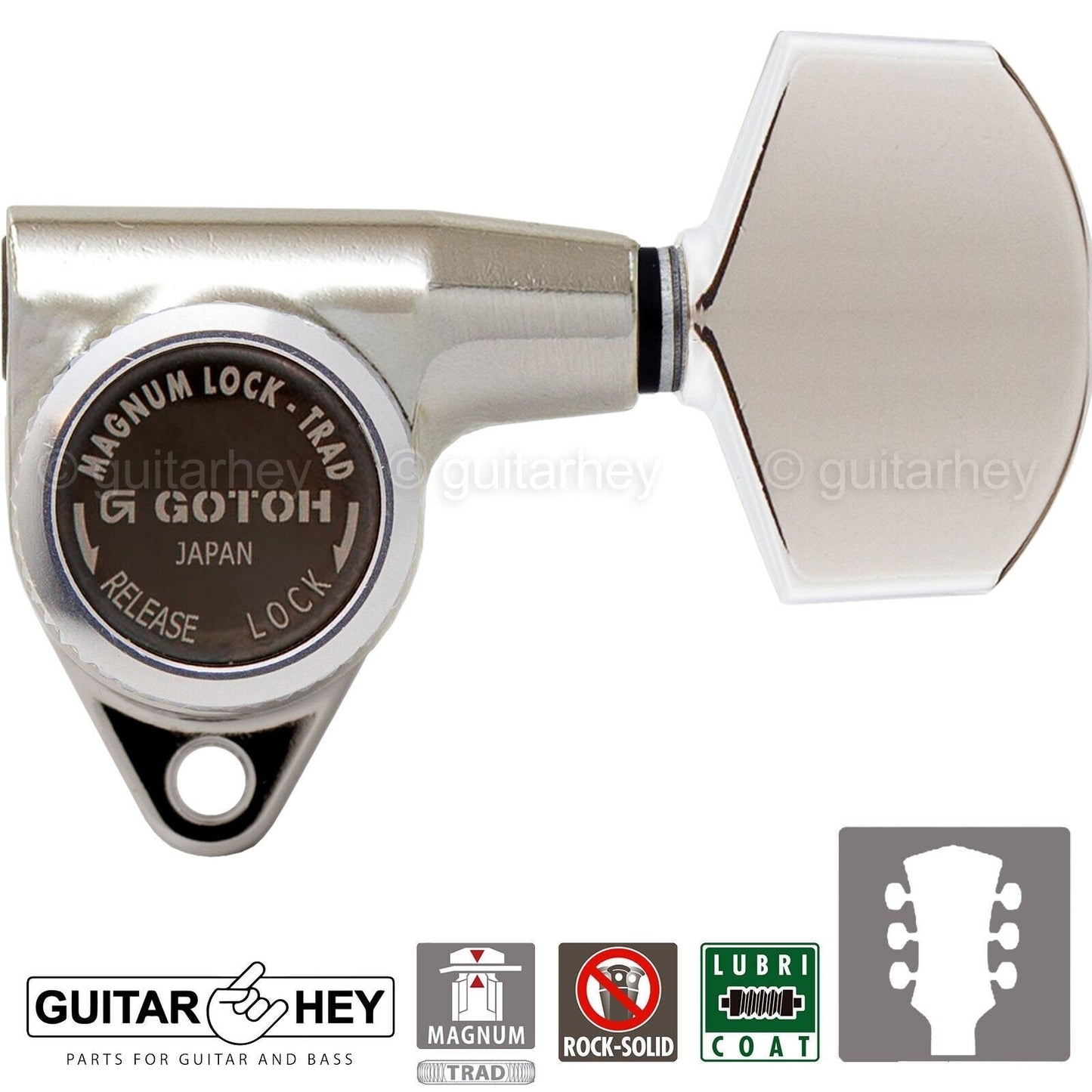 NEW Gotoh SG301-01 MGT Magnum Locking Trad Set LARGE Buttons Keys 3x3 - NICKEL