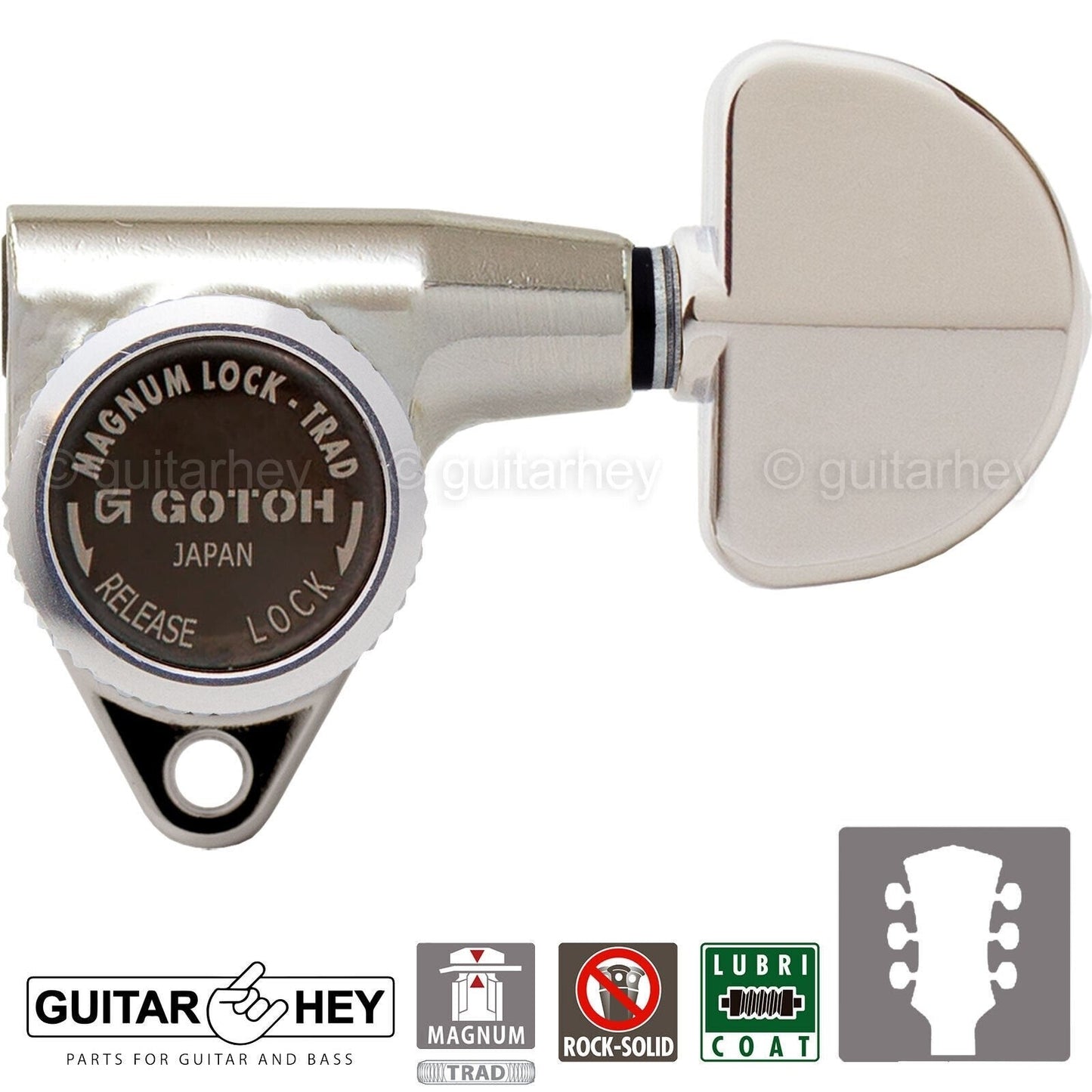 NEW Gotoh SG301-20 MGT Magnum Locking Tuners Set LARGE Dome Buttons 3x3 - NICKEL