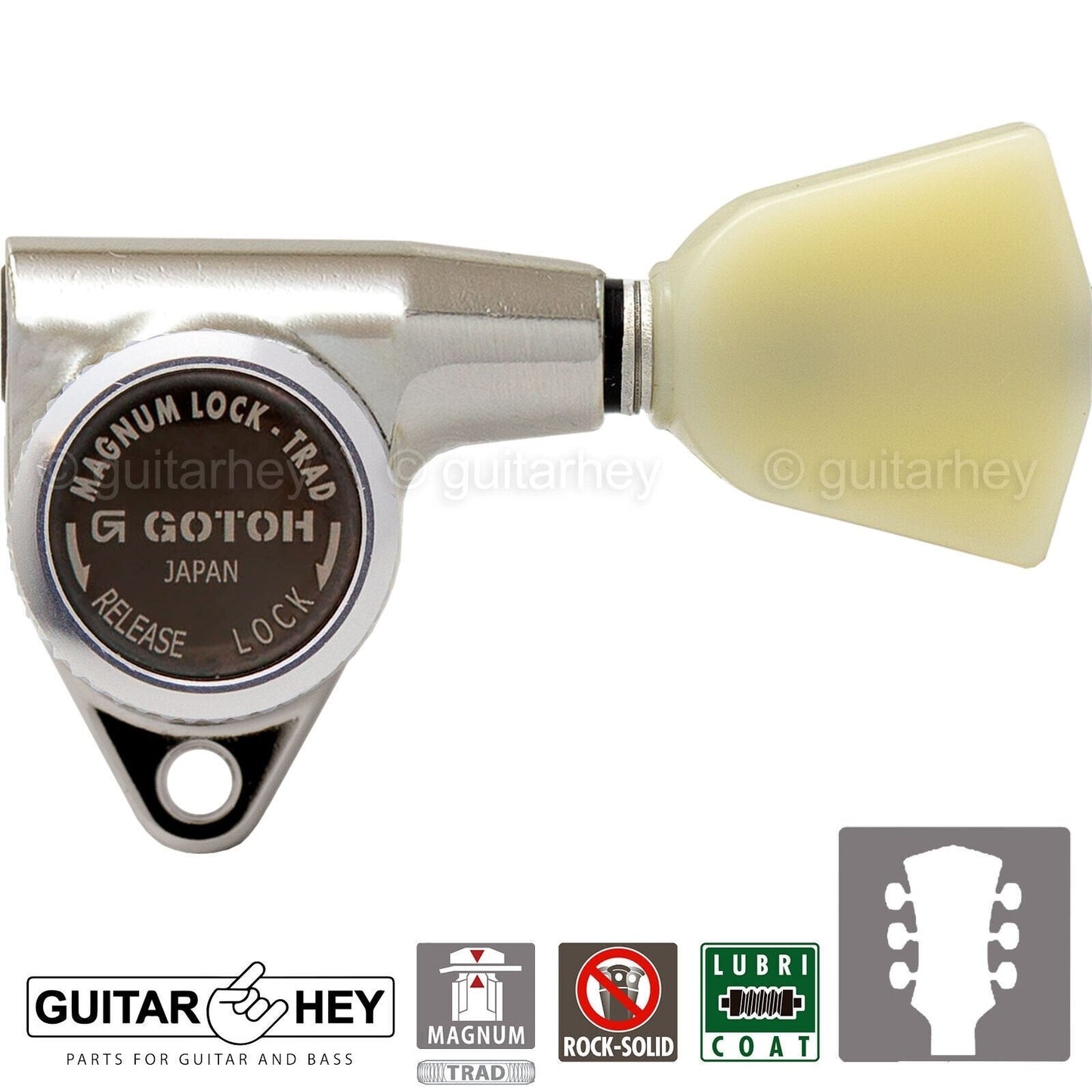 NEW Gotoh SG301-P4N MGT Magnum Locking Tuners Set KEYSTONE Buttons 3x3 - NICKEL