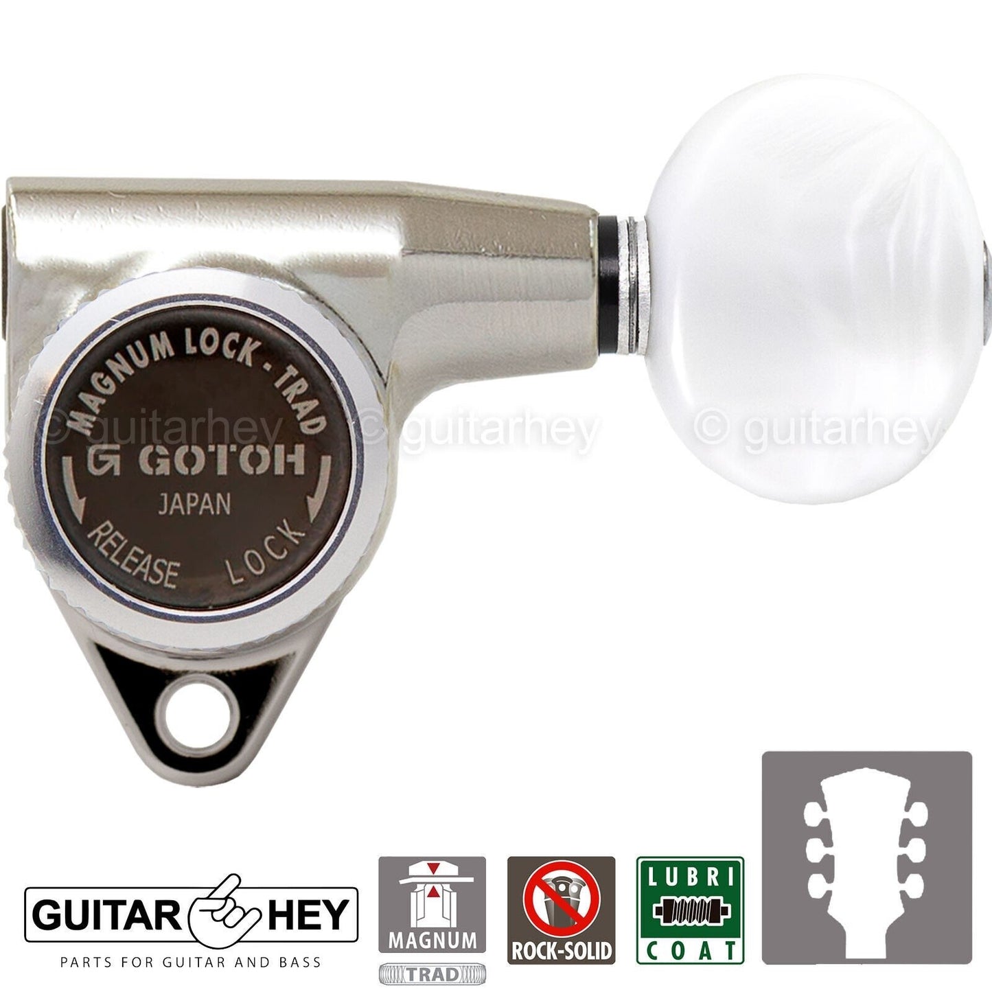 NEW Gotoh SG301-05P1 MGT Magnum Locking Tuners Set OVAL Buttons 3x3 - NICKEL