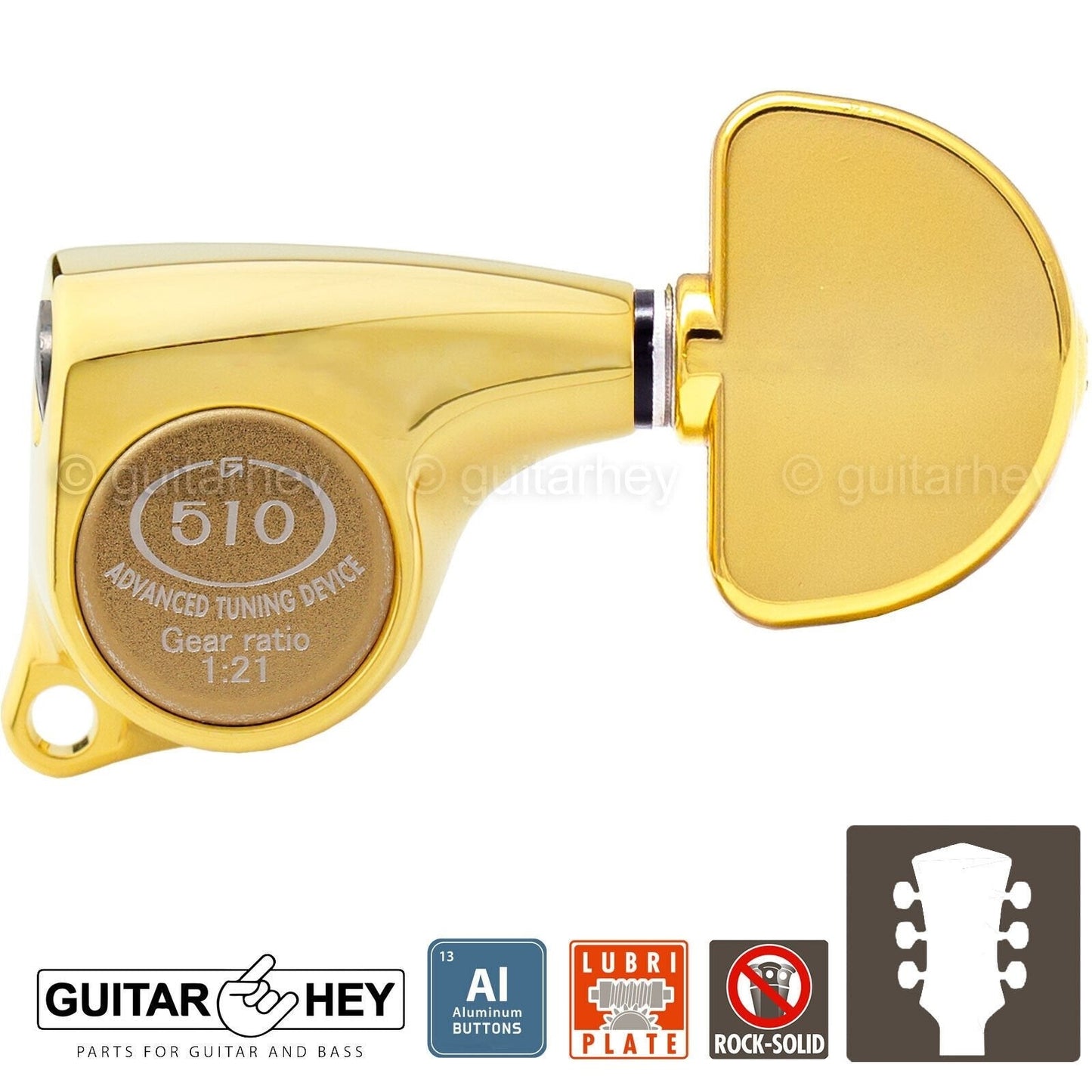 NEW Gotoh SGL510Z-A20 L3+R3 Tuners Set ALUMINUM Buttons 1:21 Ratio, 3x3 - GOLD