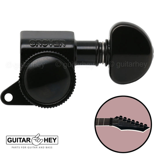 NEW Grover 505BC7 Mini Roto-Grip Locking Rotomatic 7 In line Tuners RC7 - BLACK
