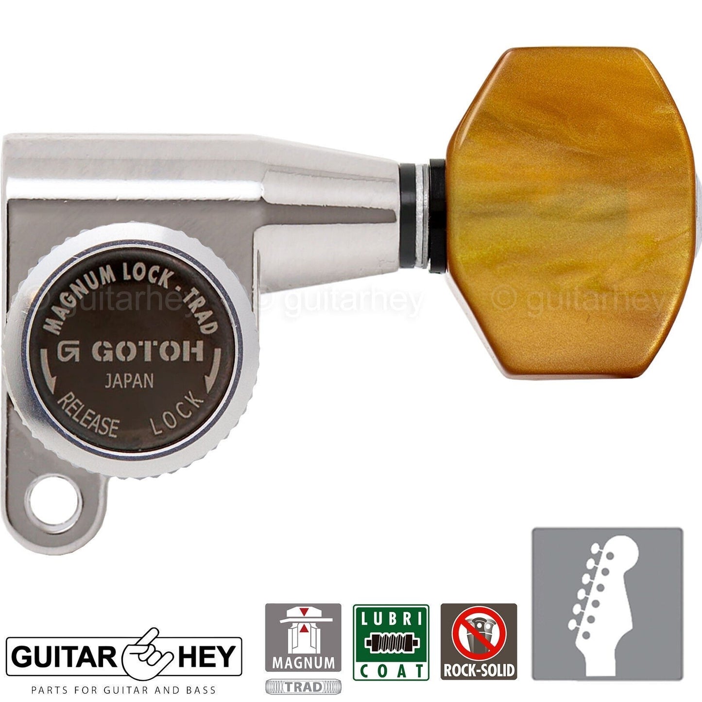NEW Gotoh SG360-P8 MGT 6 In-Line Set Locking Mini Tuners SMALL Buttons - NICKEL