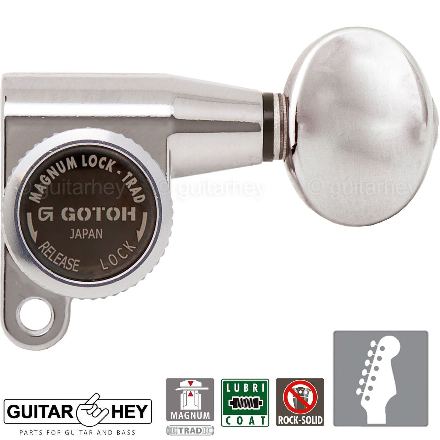 NEW Gotoh SG360-05 MGT 6 In-Line Set Locking Mini Tuners SMALL Buttons - NICKEL