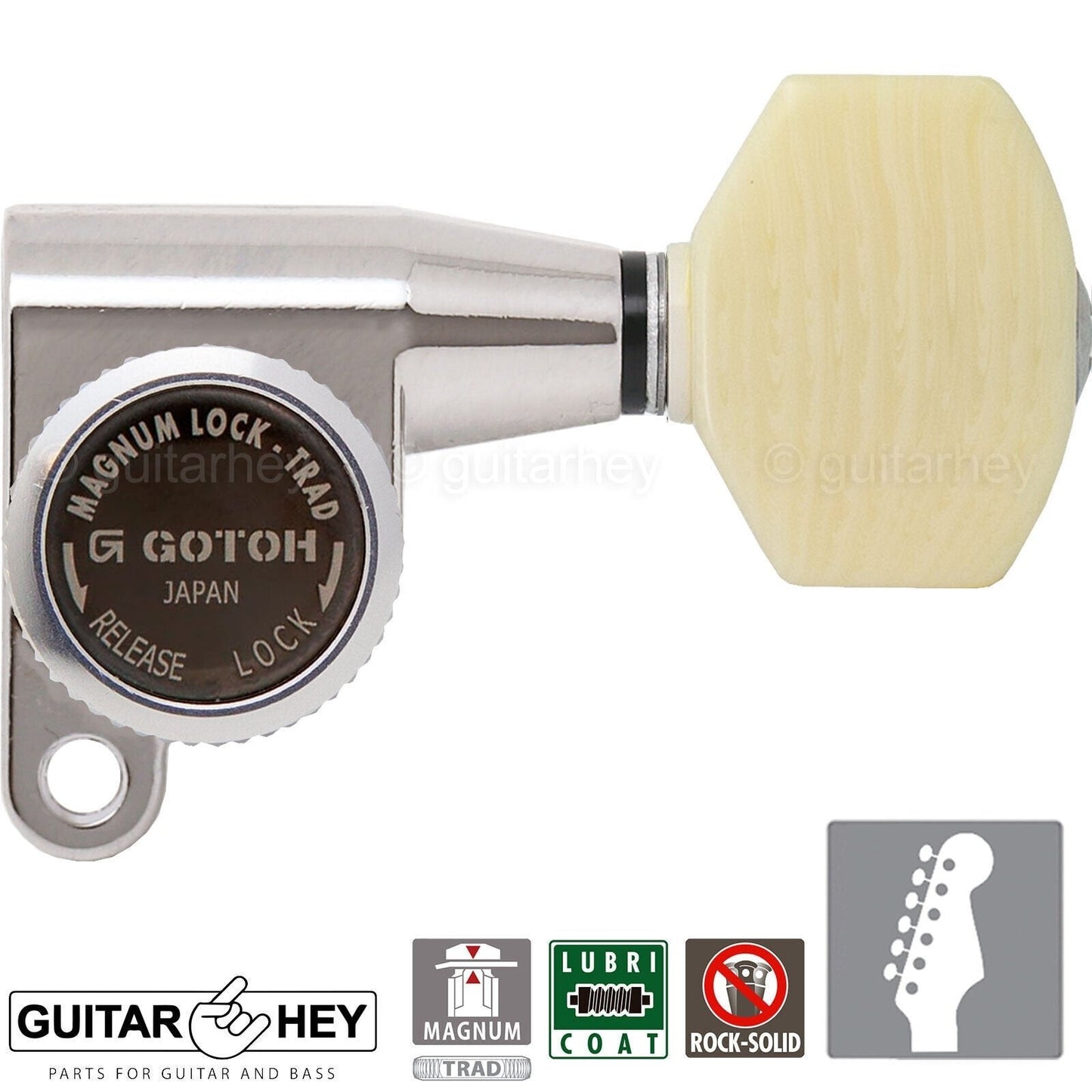 NEW Gotoh SG360-M07 MGT 6 In-Line Set Locking Mini Tuners SMALL Buttons - NICKEL