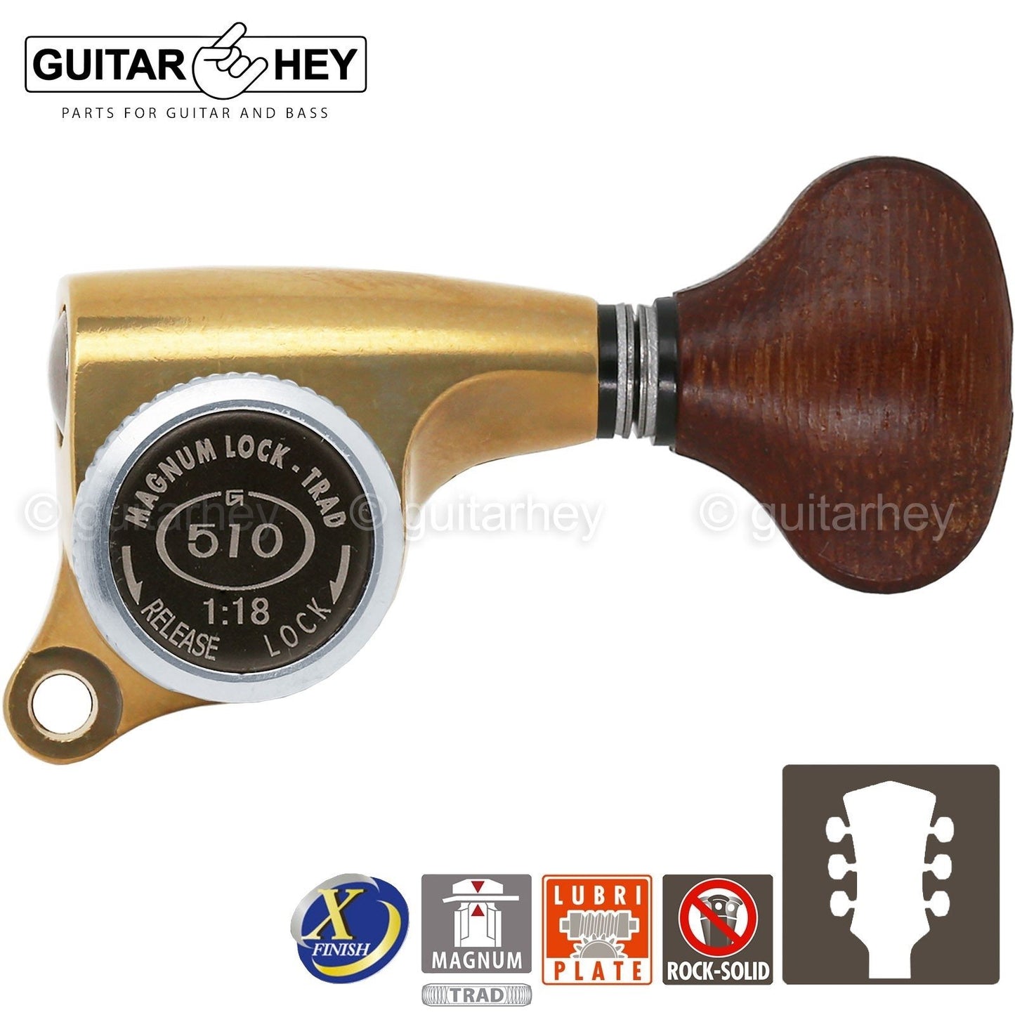 NEW Gotoh SGS510Z-GS5 MGT L3+R3 Set LOCKING Tuners 1:18 Ratio 3x3 ANTIQUE X-GOLD