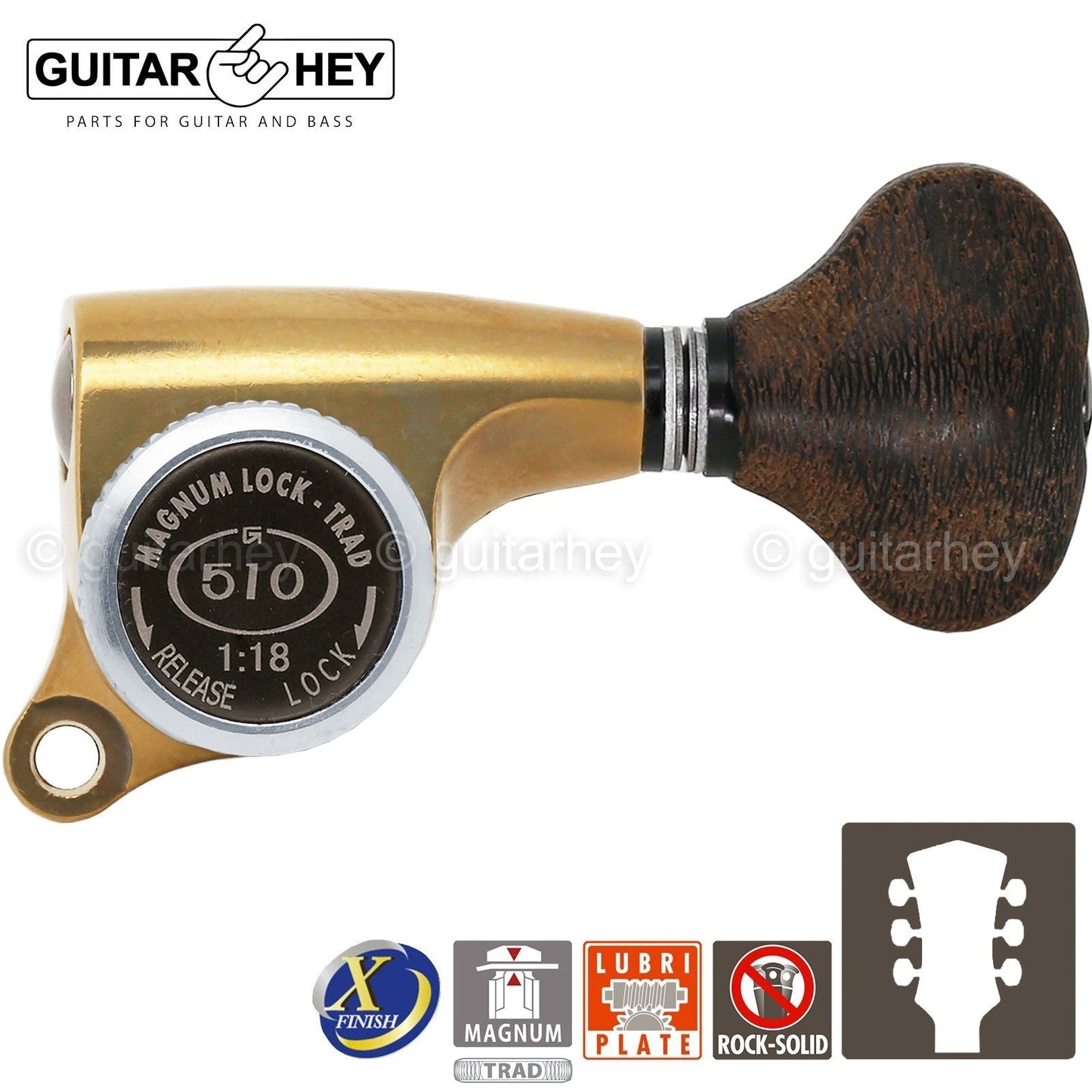 NEW Gotoh SGS510Z-ZS5 MGT L3+R3 Set LOCKING Tuners 1:18 Ratio 3x3 ANTIQUE X-GOLD